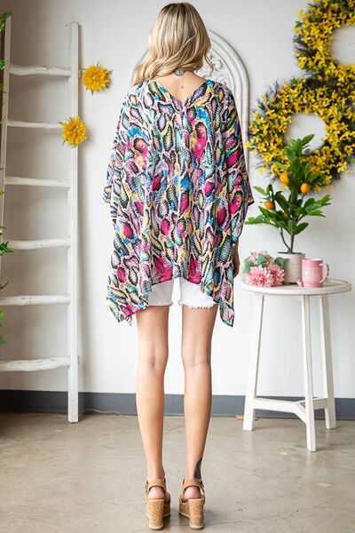 Full Size Multi Color Snake Open Cardigan