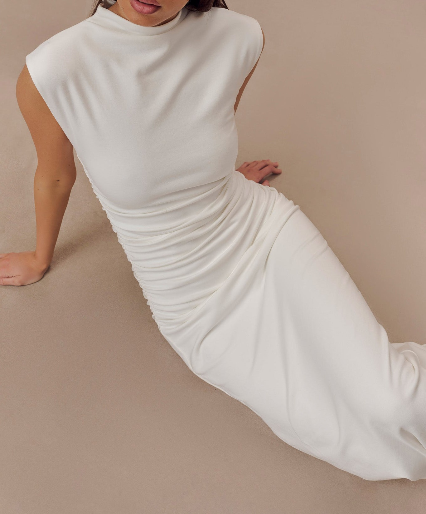 White High Neck Sleeveless Maxi Dress