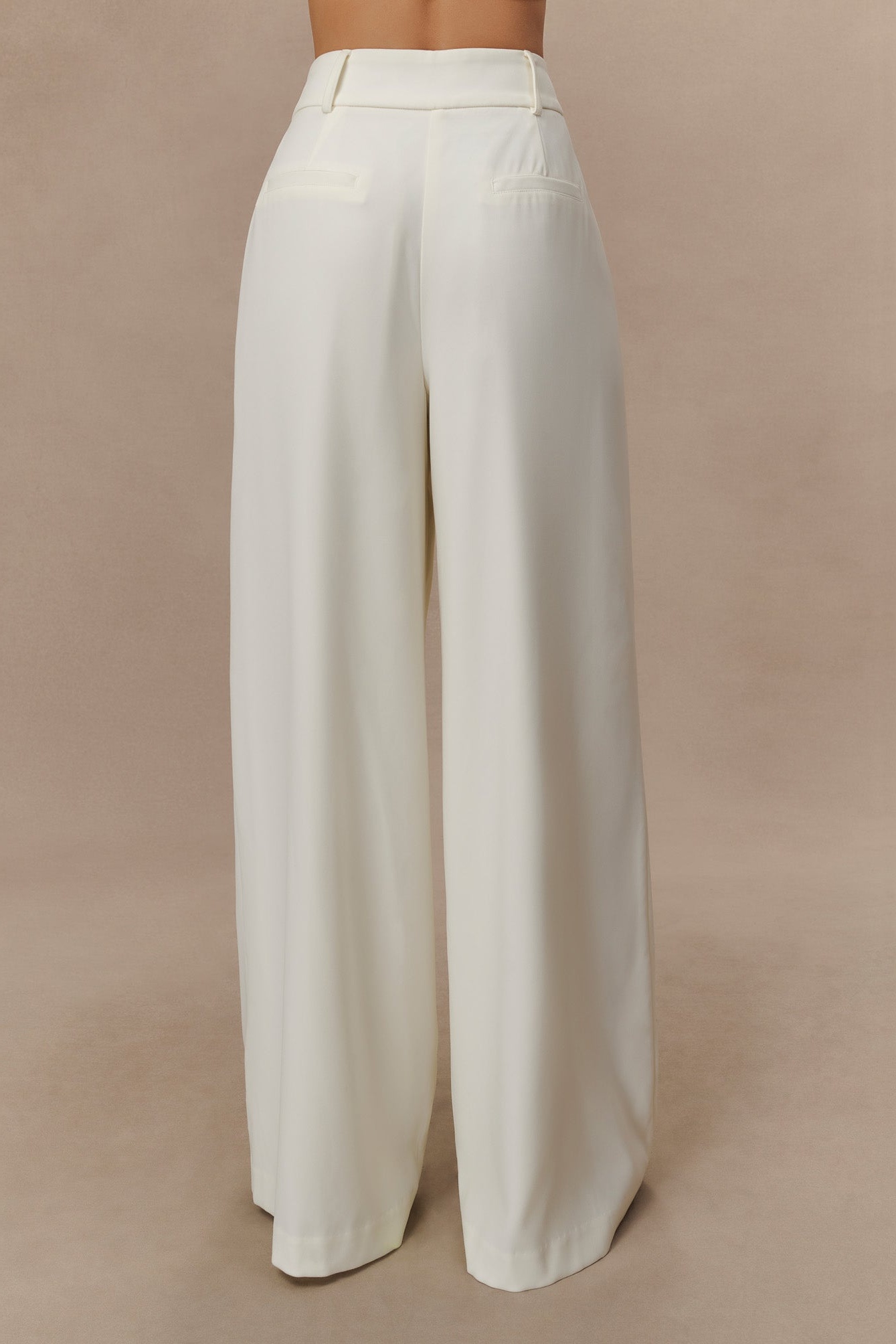 Ivory Pleated Wide Leg Pants