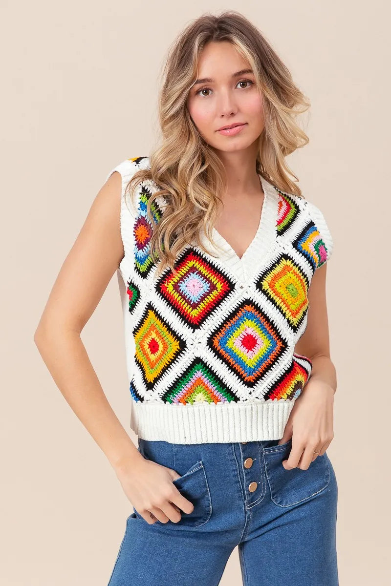 Diamond Granny Square Sweater Vest