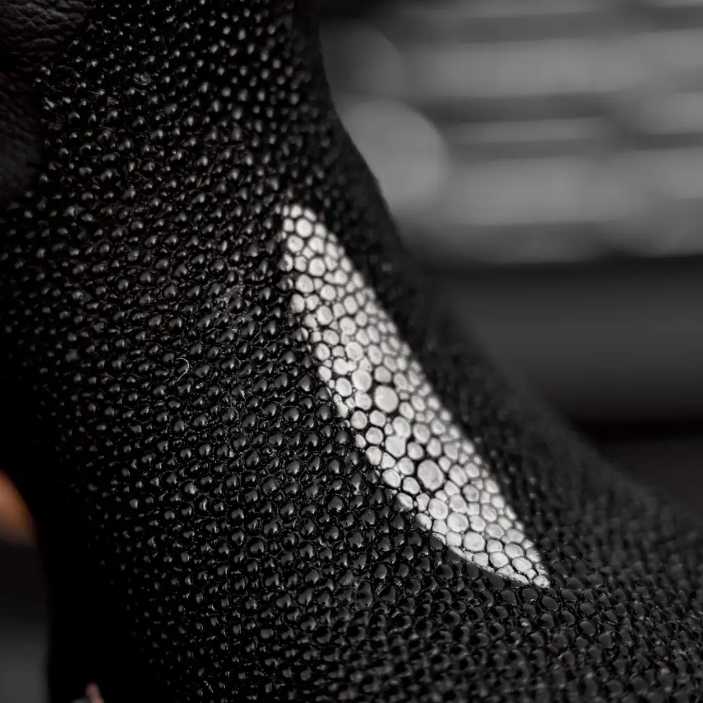 Black Stingray Leather Boots - Square Toe