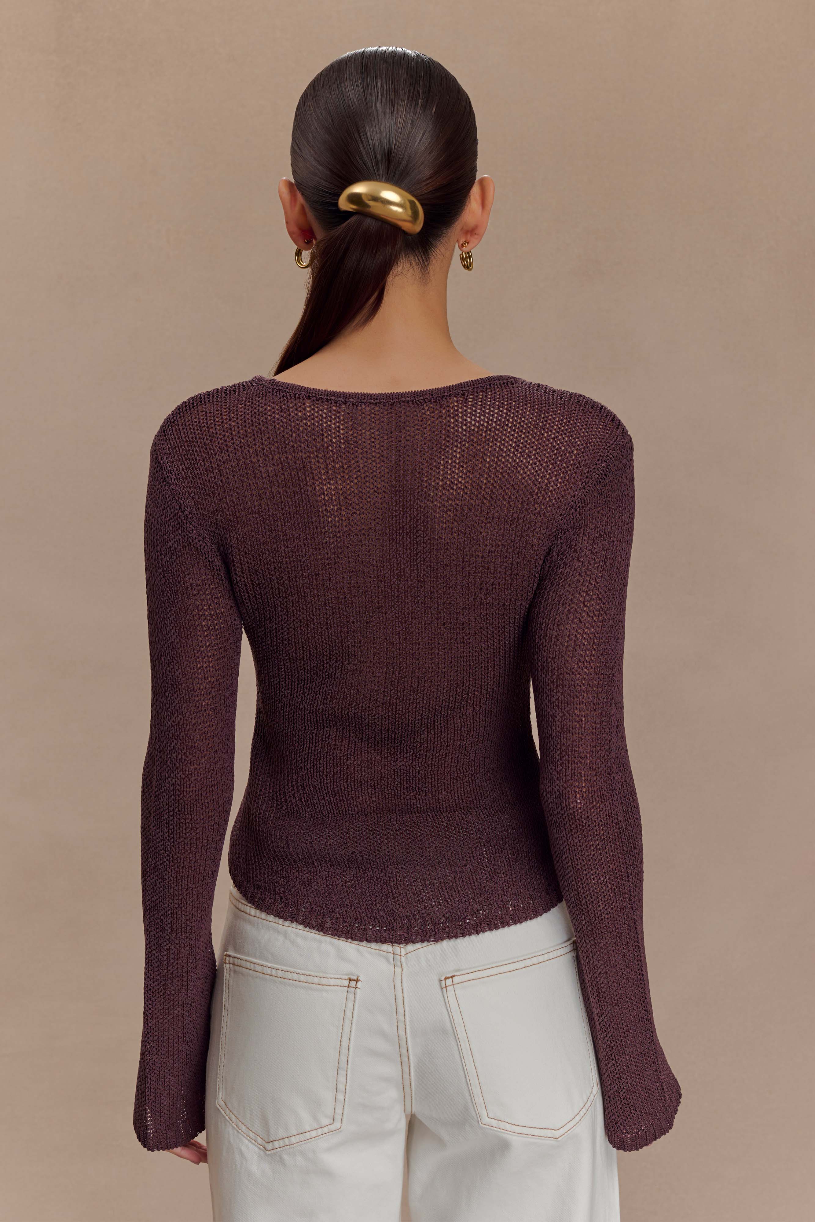 Chocolate Long Sleeve Knit Top