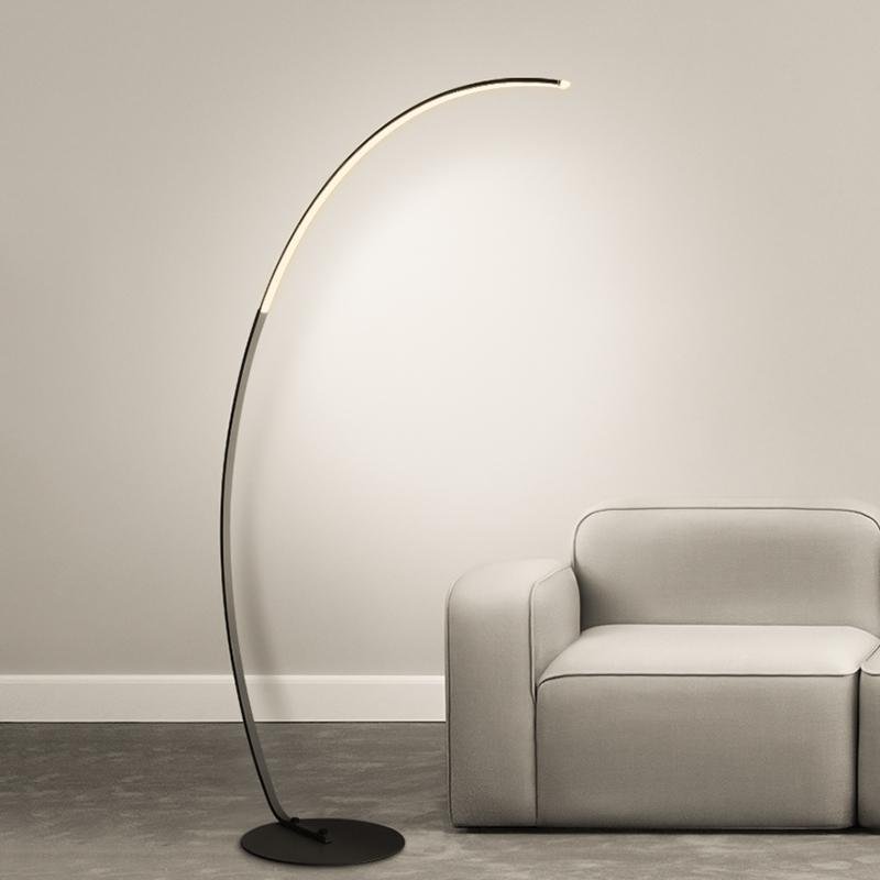 Modern Tall Black Arc Floor Lamp with Remote Control