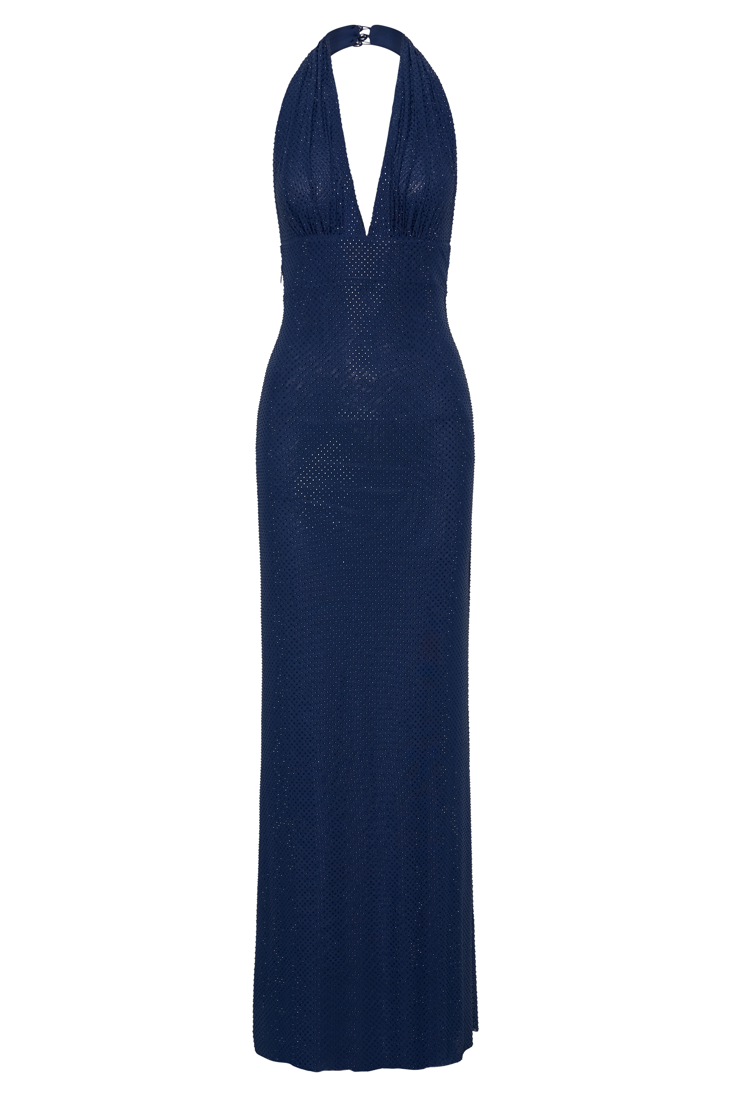 Navy Halter Neck Diamante Maxi Dress