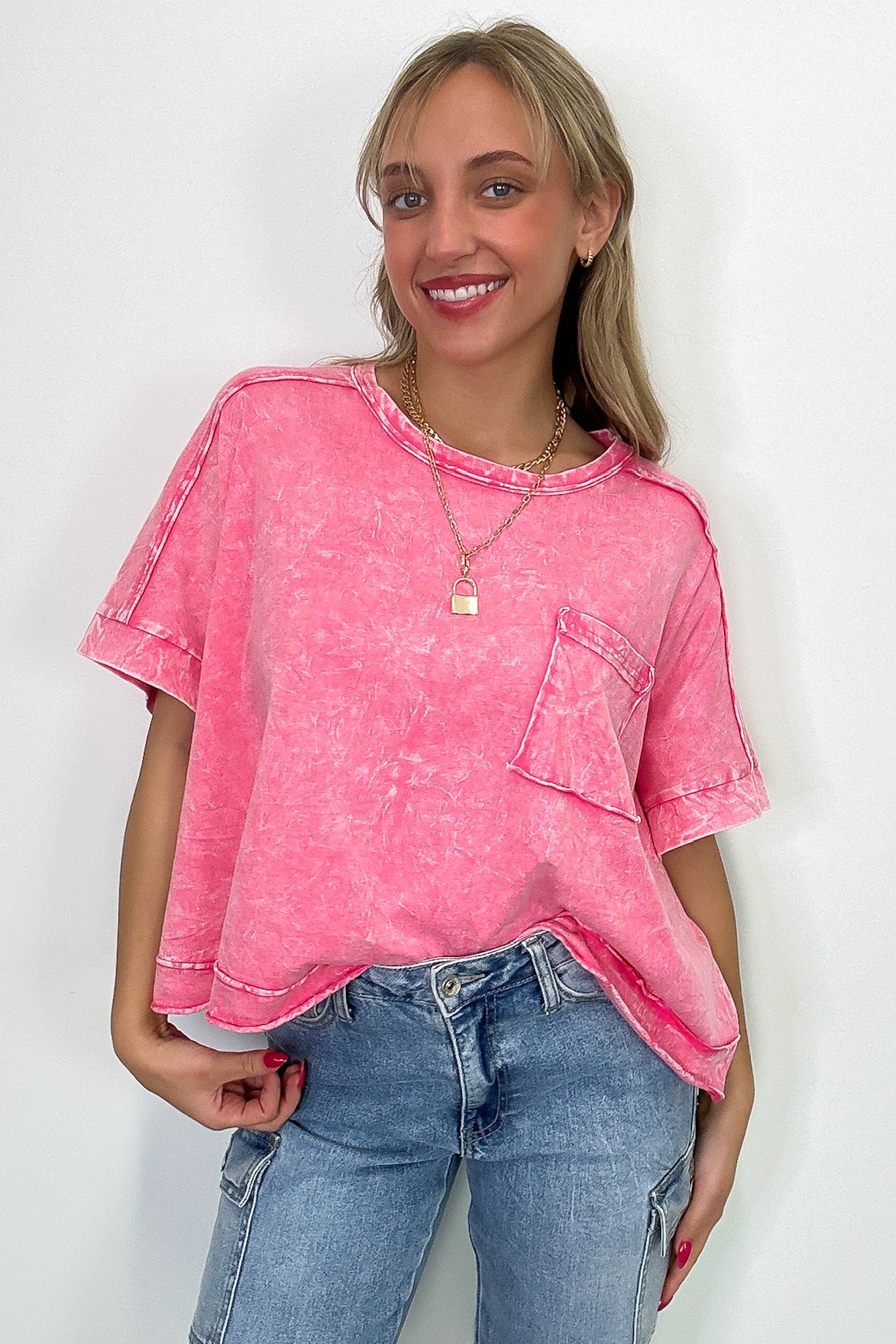 Vivid Aura Mineral Wash Oversized Tee