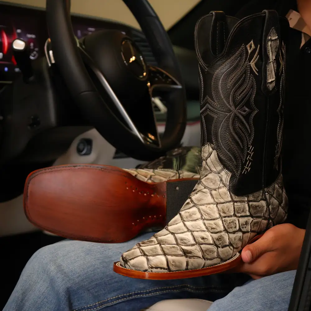 Eclipse Pirarucu Leather Boots — Square Toe