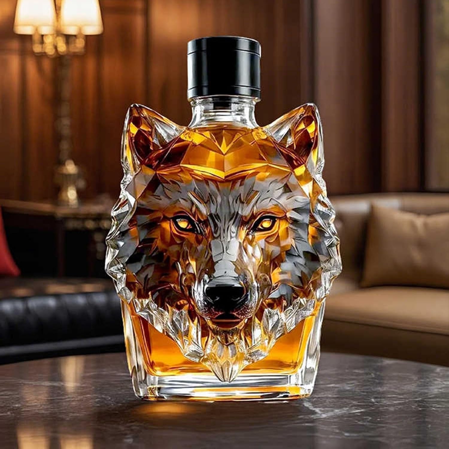 Limited Edition Howl's Haven: Wolf - Crested Whiskey Bottle