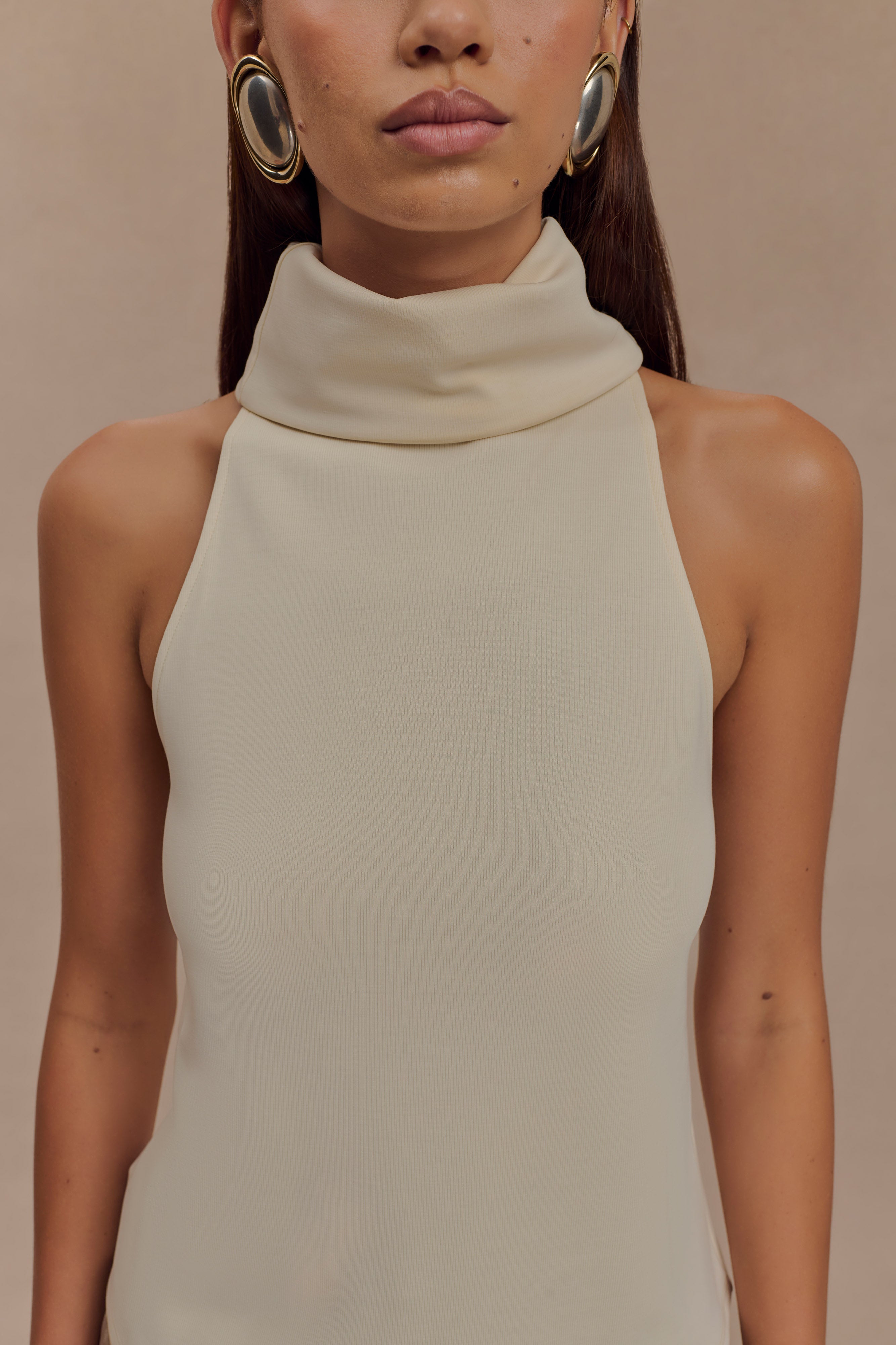 Ivory High Neck Sleeveless Top