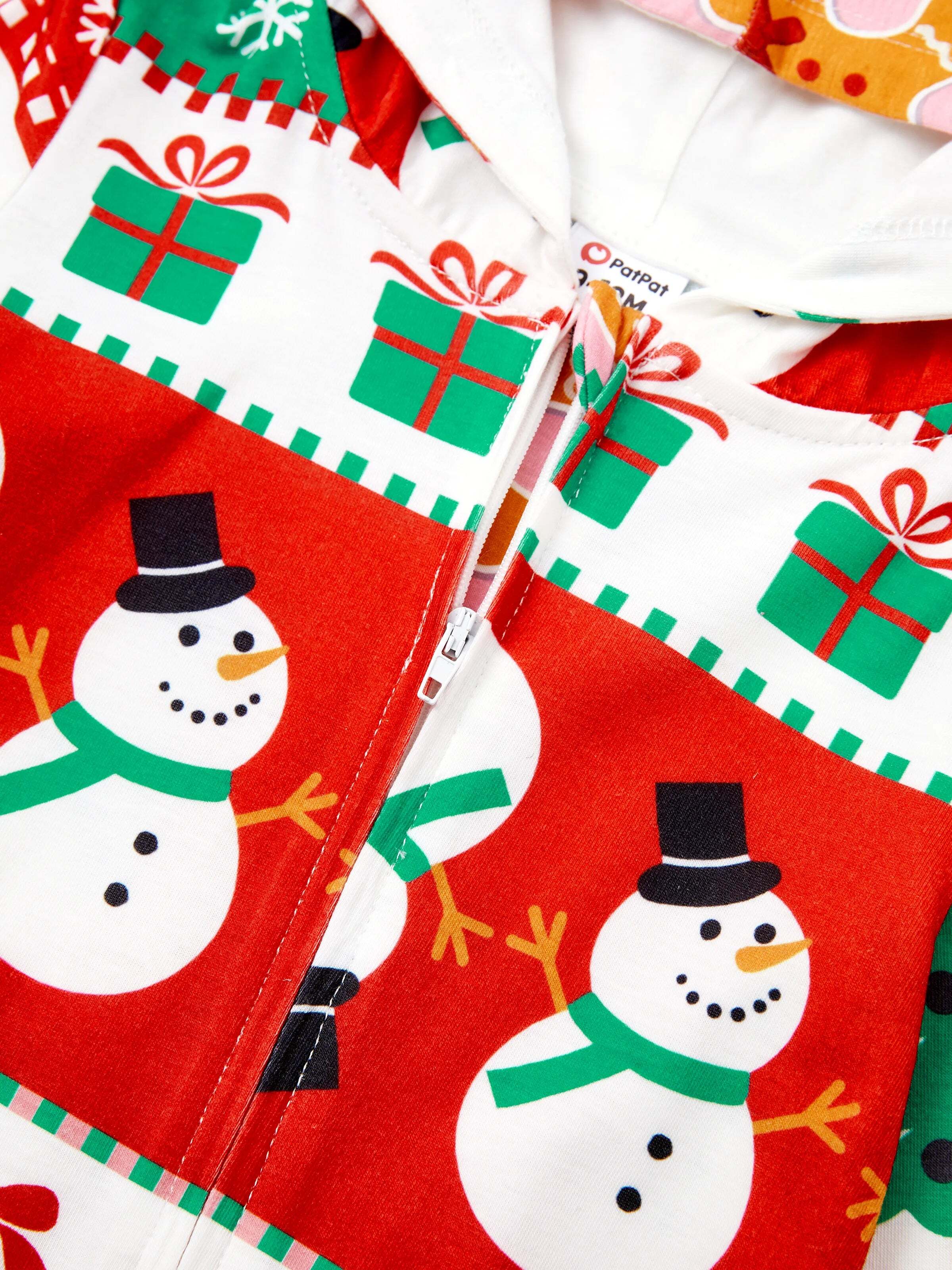 Onesies Pajamas Matching Christmas Outfits Allover Pattern Zipper Front Holly Jolly Print with Christmas Socks Back MultiColour