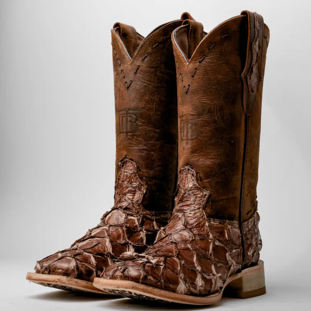 GENUINE Cinnamon Pirarucu Boots - Square Toe