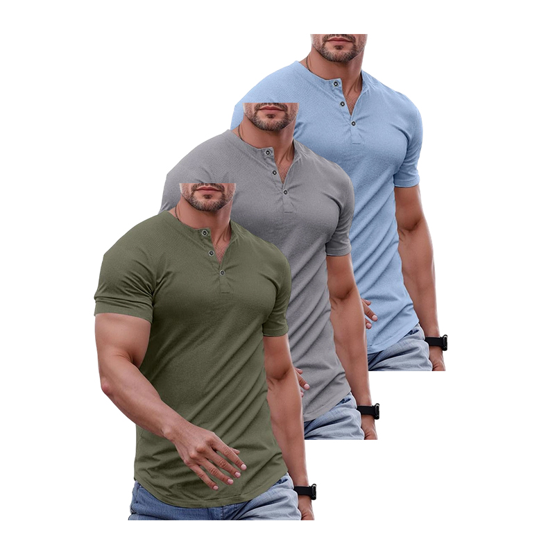 Men’s Slim Fit Longline Henley Performance Top