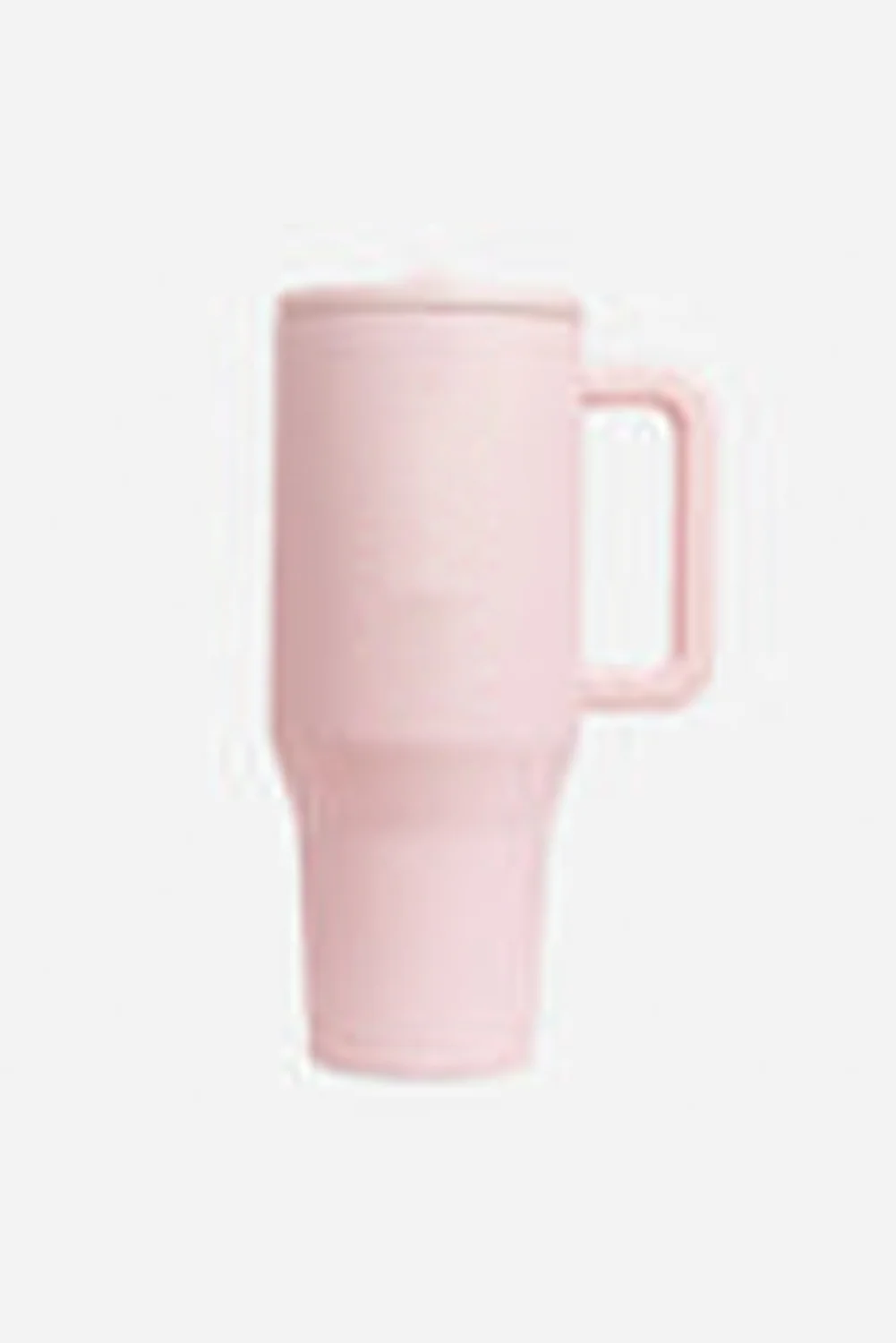Light Pink Frosted Stainless Handle Large Vacuum Cup with Straw 40oz