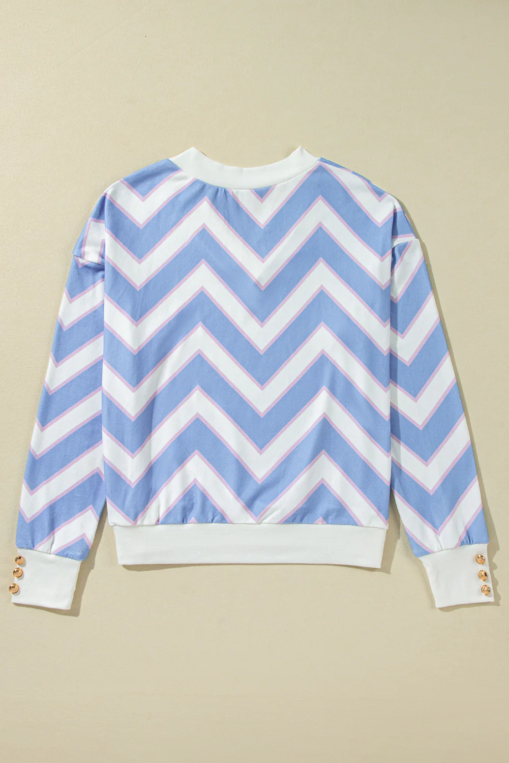 Sky Zigzag Striped Print V Neck Oversized Top
