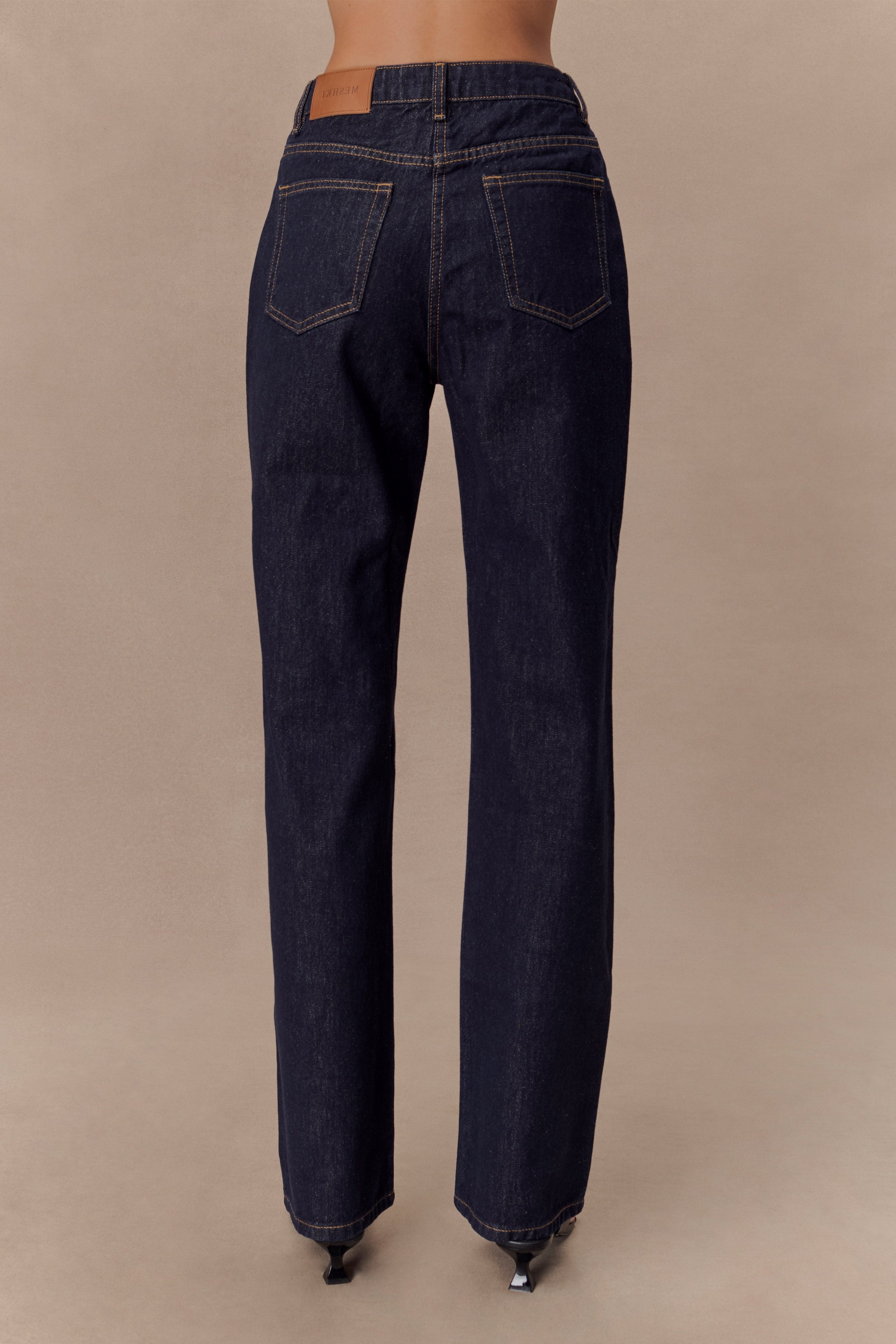 Blue High Waisted Straight Leg Jeans