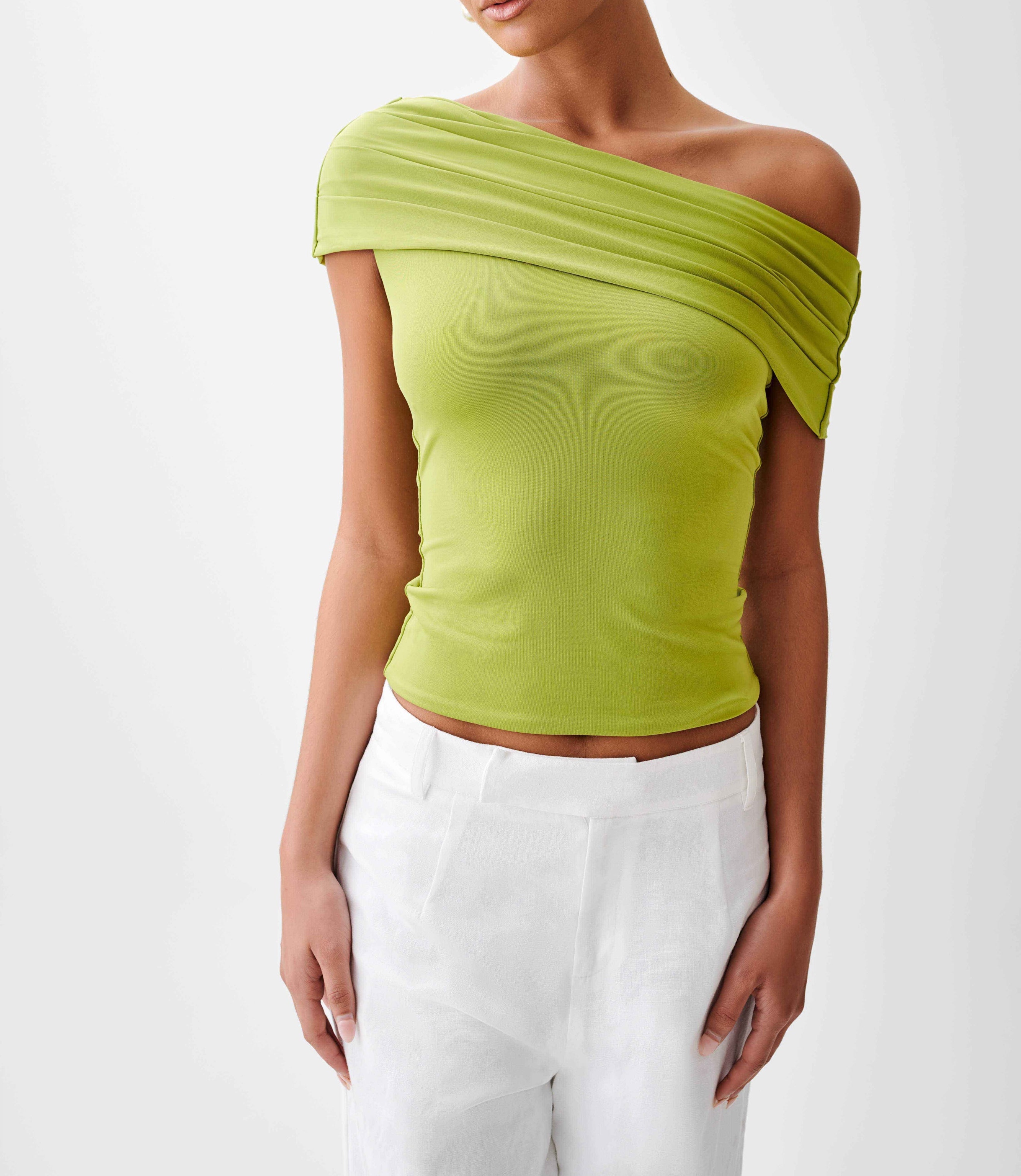 Apple Off Shoulder Slinky Top
