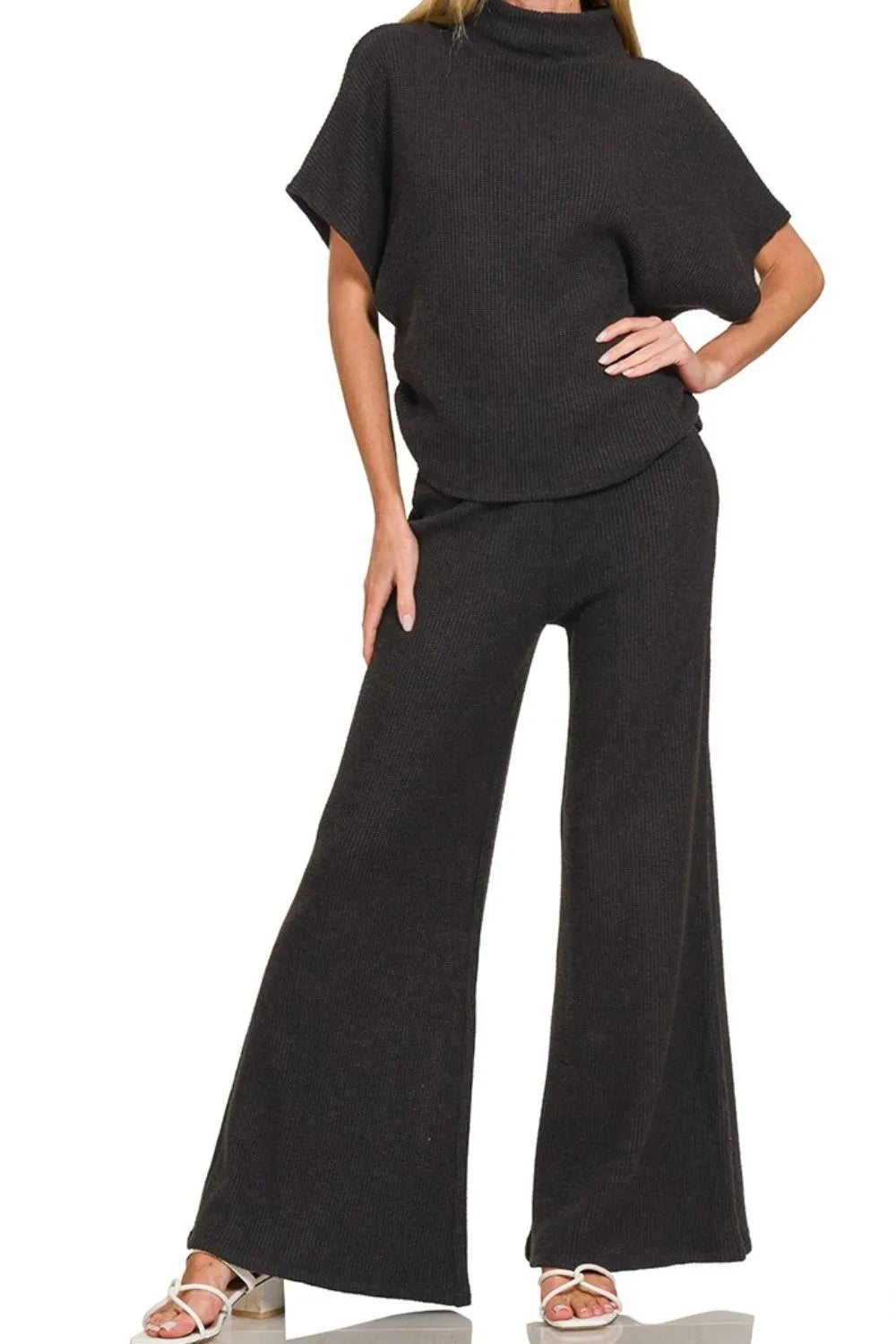 Wide Leg Flare Sweater Pants