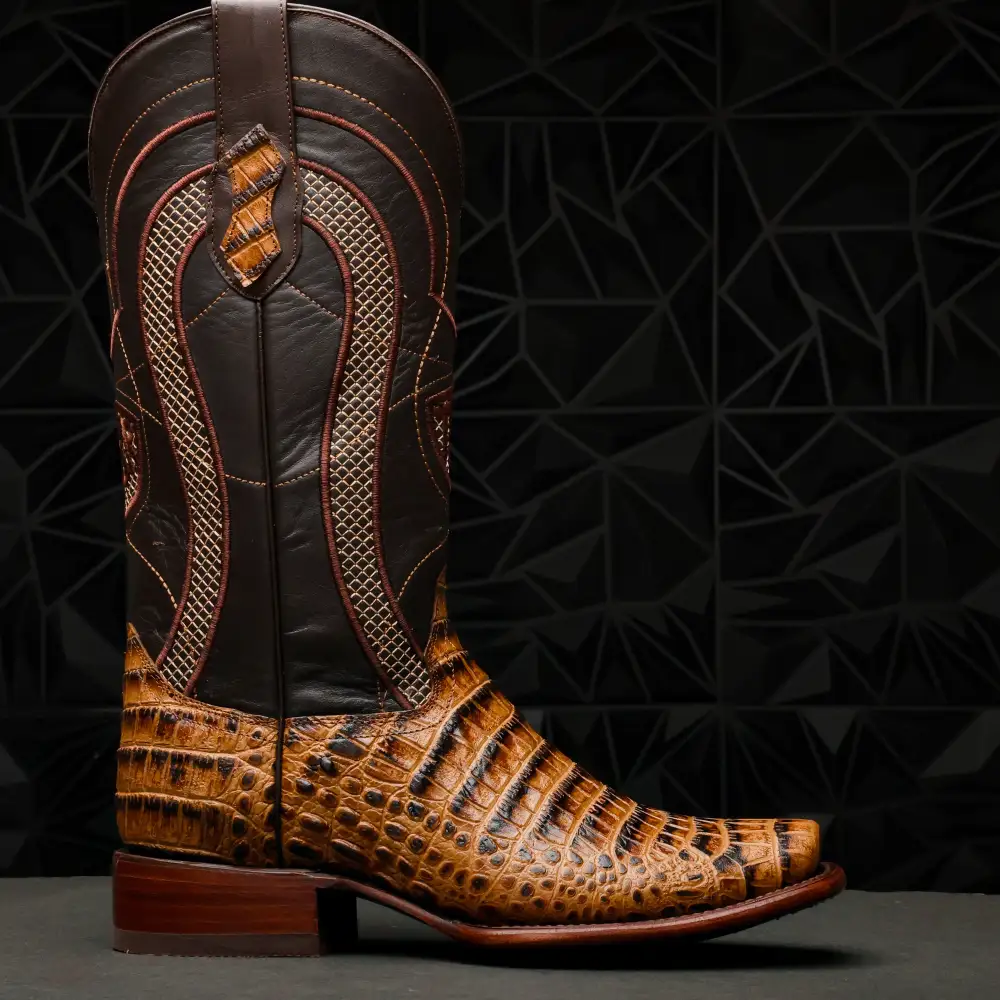 Honey Caiman Belly Leather Boots - Cutter Toe