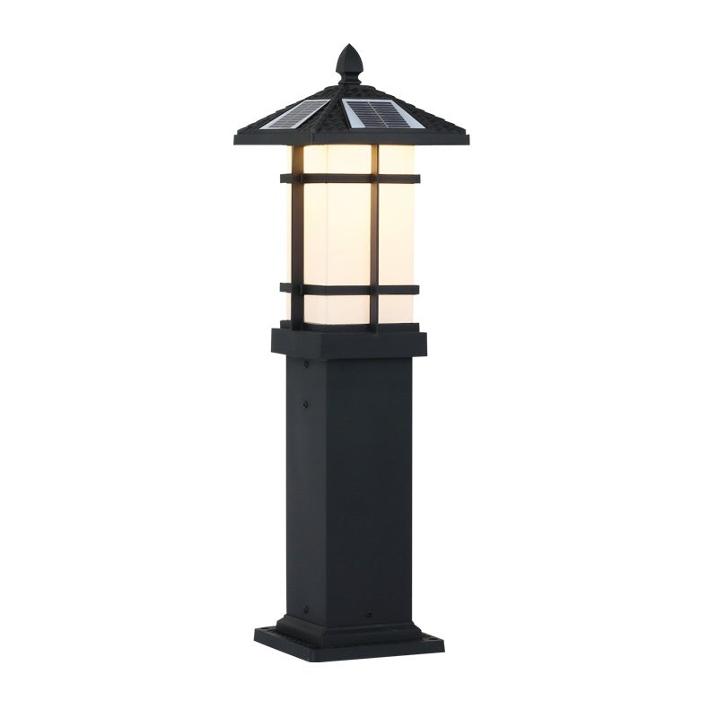 Vintage Pavilion Shape Black Retro Outdoor Light Post Lamp Pathway Lights