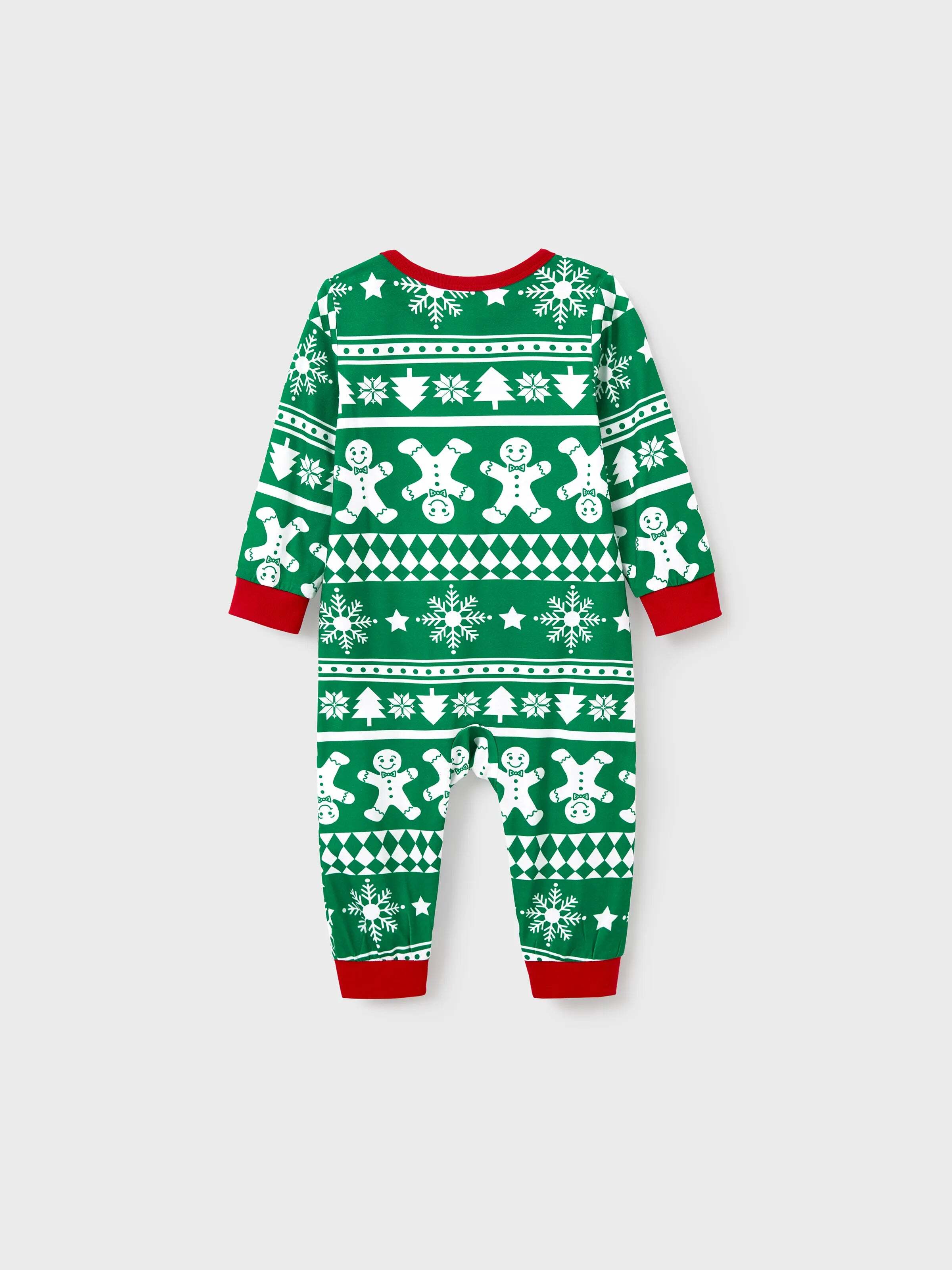 Christmas Matching Family Pajamas Set Gingerbread and Christmas Tree Print Green PJS with Christmas Socks Green