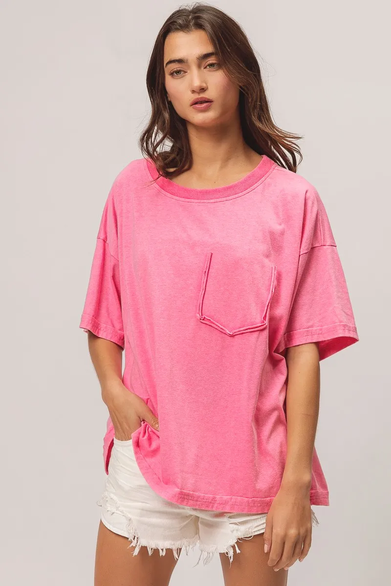 Washed Jersey Relaxed Fit Shorts Sleeves Top