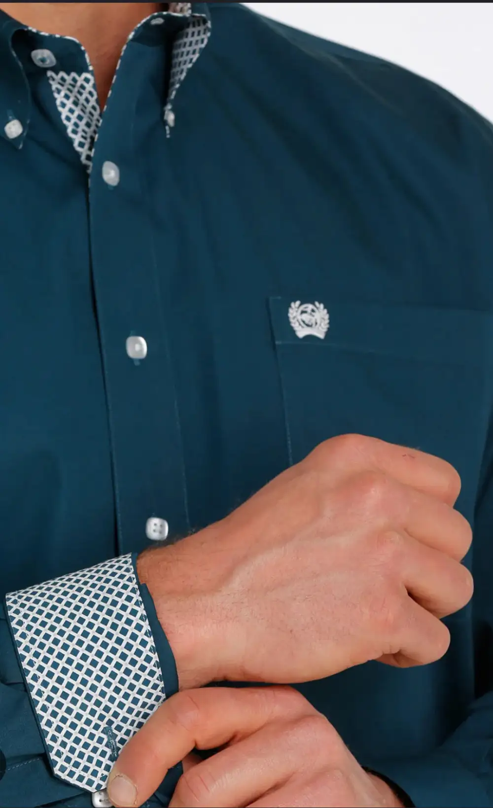 Men’s Cinch Plain Teal Long Sleeve Shirt