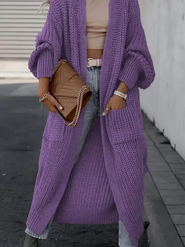 Women's Long Knit Cardigan with Pockets