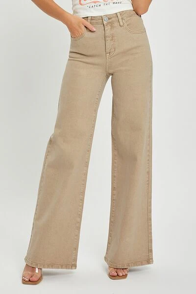 Full Size Tummy Control High Rise Wide Leg Jeans