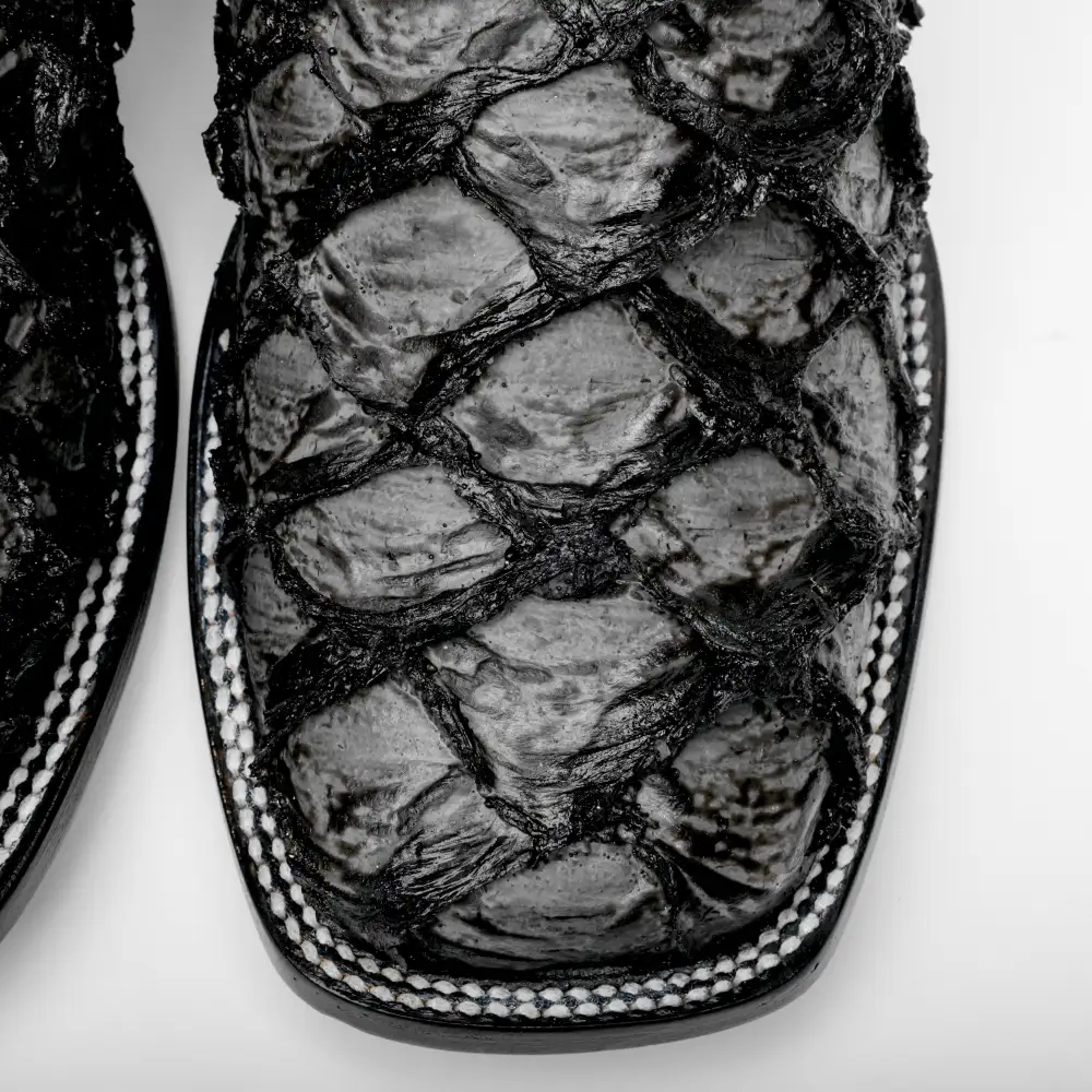 Grey Jumbo Pirarucu Leather Boots - Square Toe