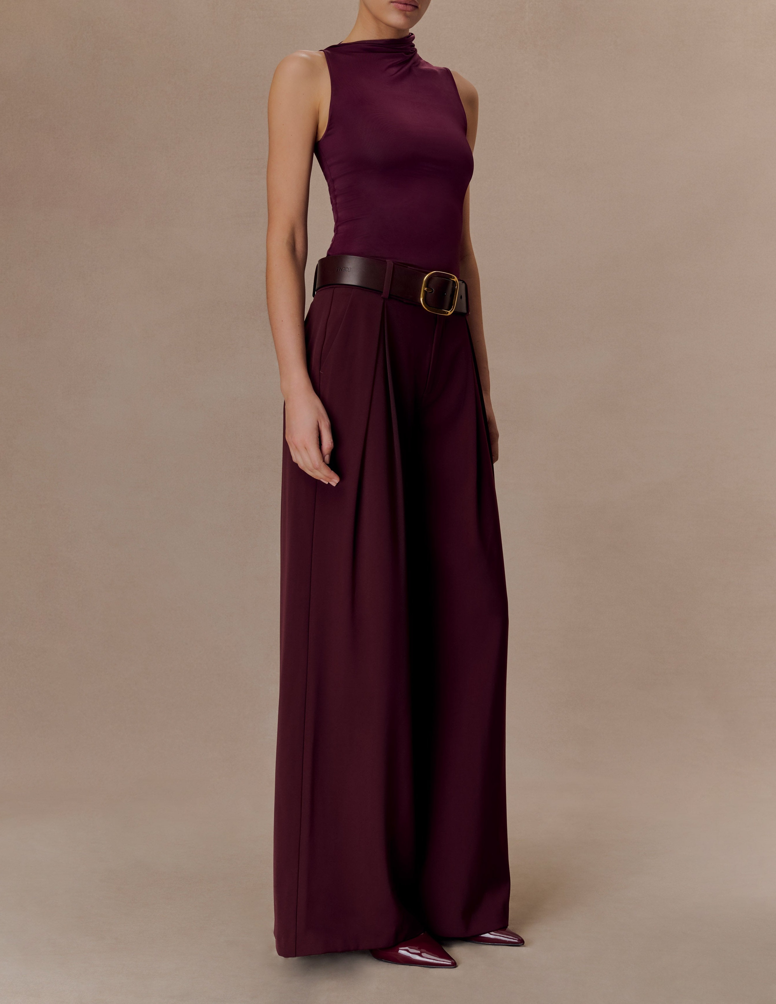 Burgundy Sleeveless Slinky Top