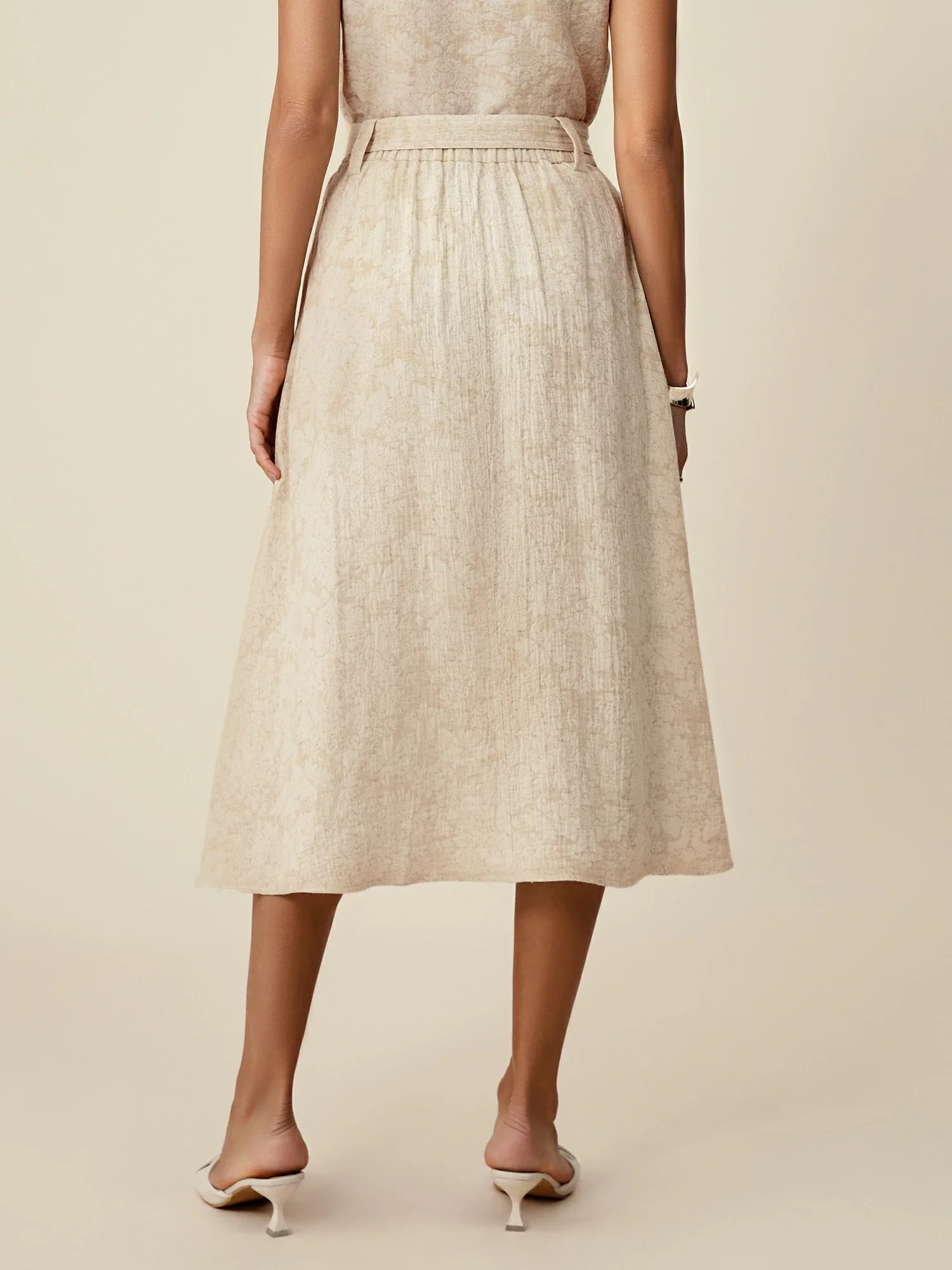 Cotton & Linen Jacquard A-Line Skirt