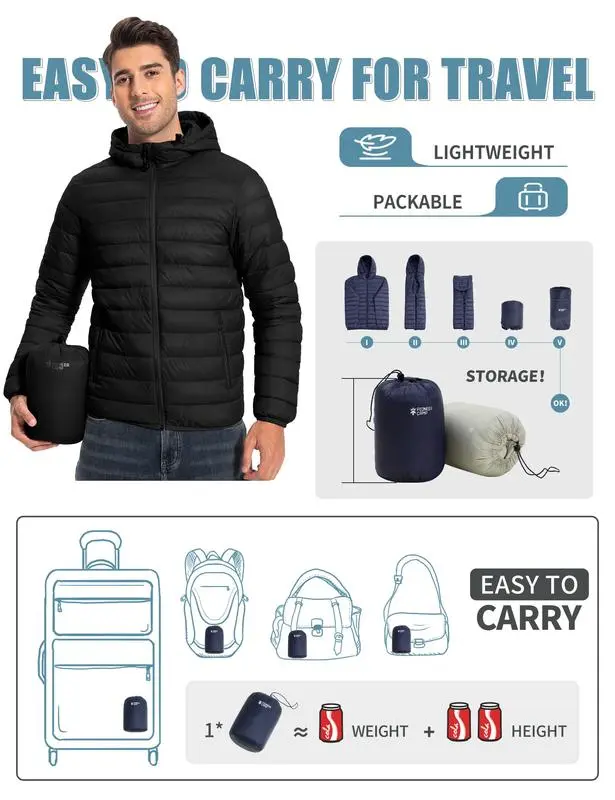 Men's Lightweight Packable Insulated Puffer Jacket