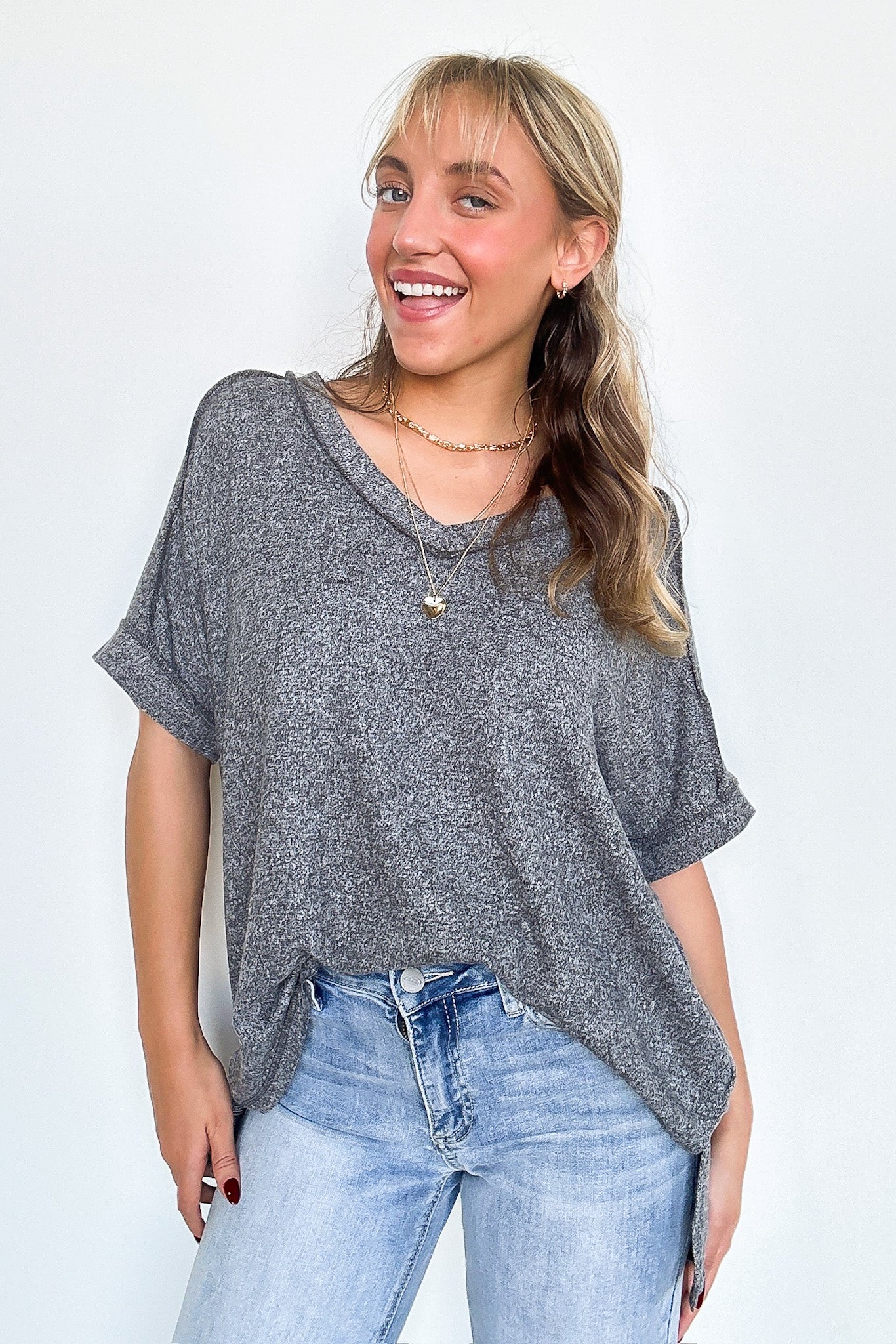 Sunday Morning V-Neck Hacci Knit Tee