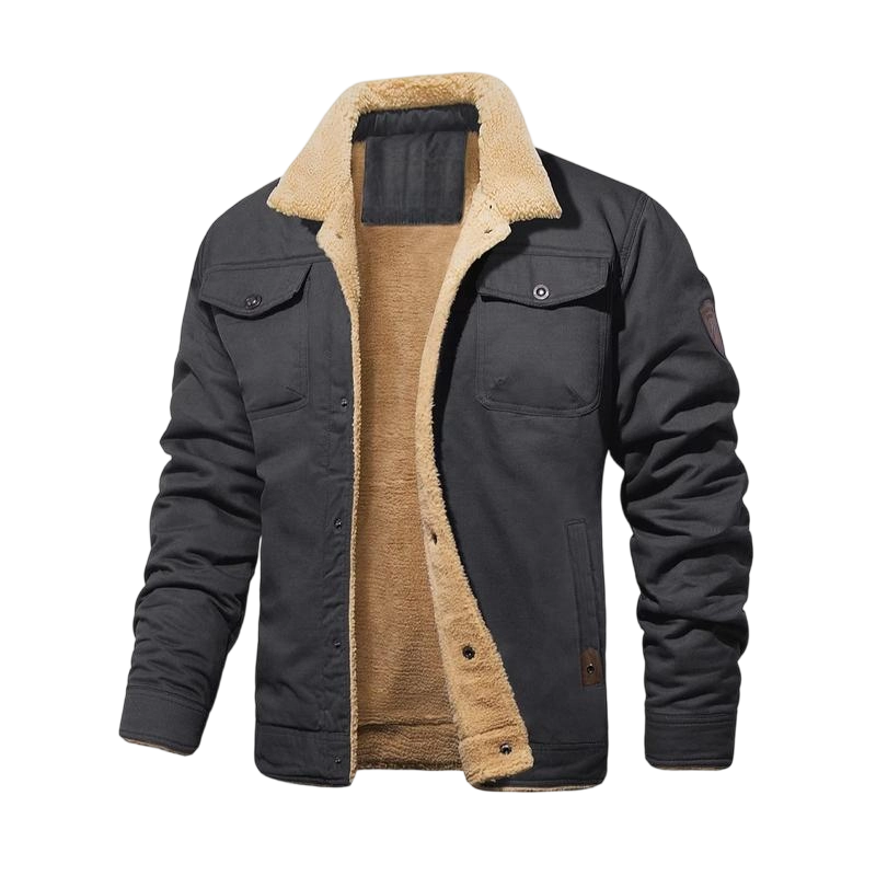 Men's Sherpa Lined Winter Trucker Jacket Warm Multi Pocket Casual Jacket