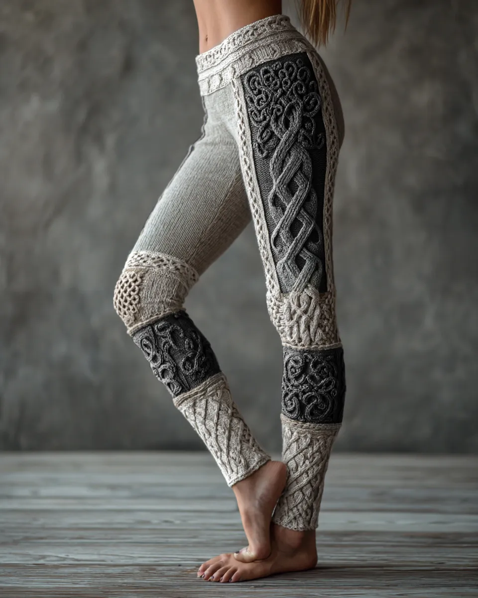 Vintage Tree Of Life  Celtic Knit Art Cozy Leggings