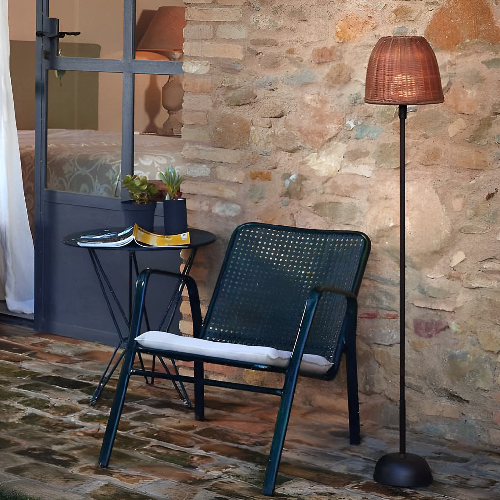 Hand-woven Rattan Waterproof Modern Outdoor Floor Lamp Garden Lights