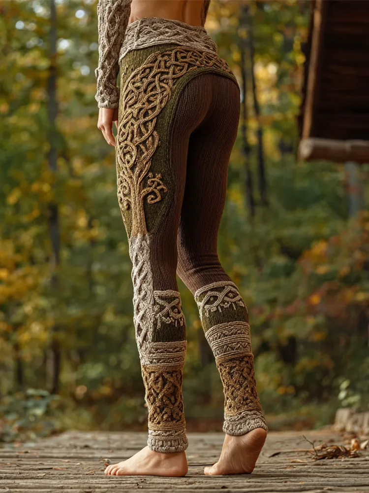 Viking Celtic Knot Art Women's Knit Leggings
