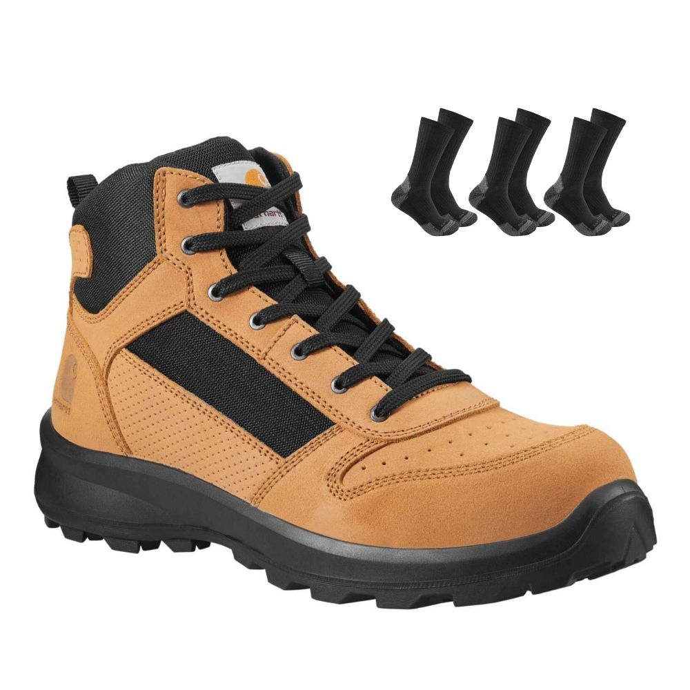 CHT Special Offer Michigan Work Boots F700909 Pack - Michigan S1P Composite Safety Toe Mid-Cut Sneaker Work Boots + 3 Pack CHT Socks
