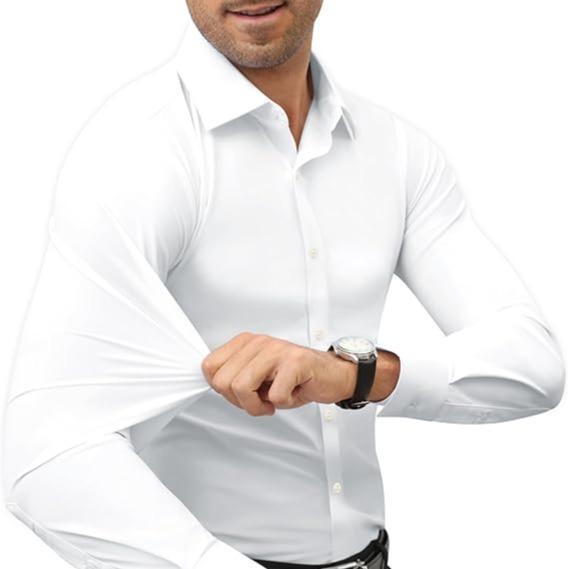 Men’s 4-Way Stretch Travel Dress Shirt: Wrinkle-Free Slim Fit