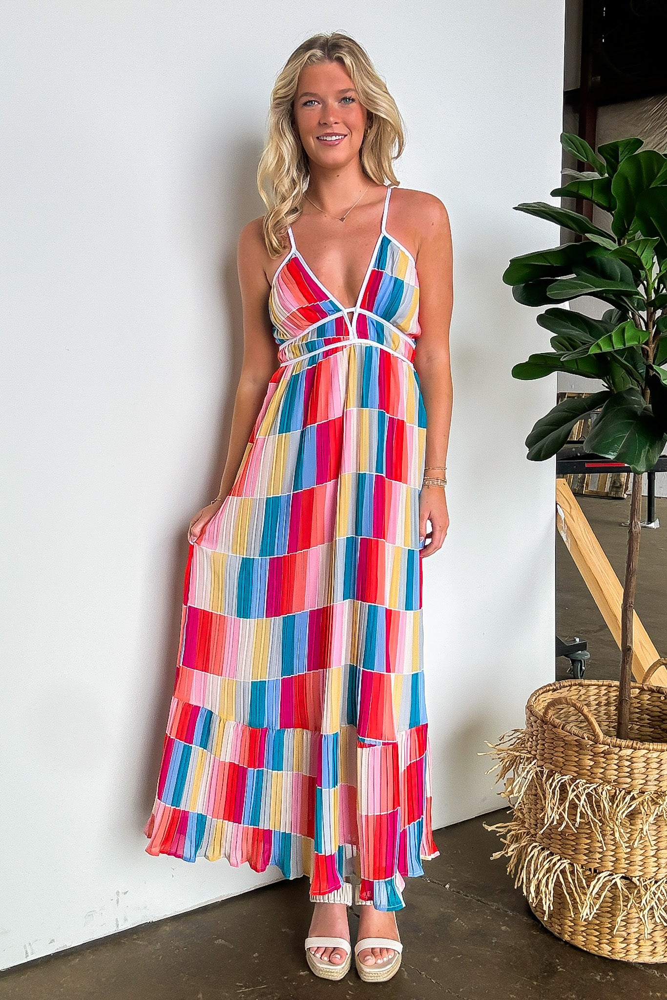 Rainbow Summer Multi Color Maxi Dress