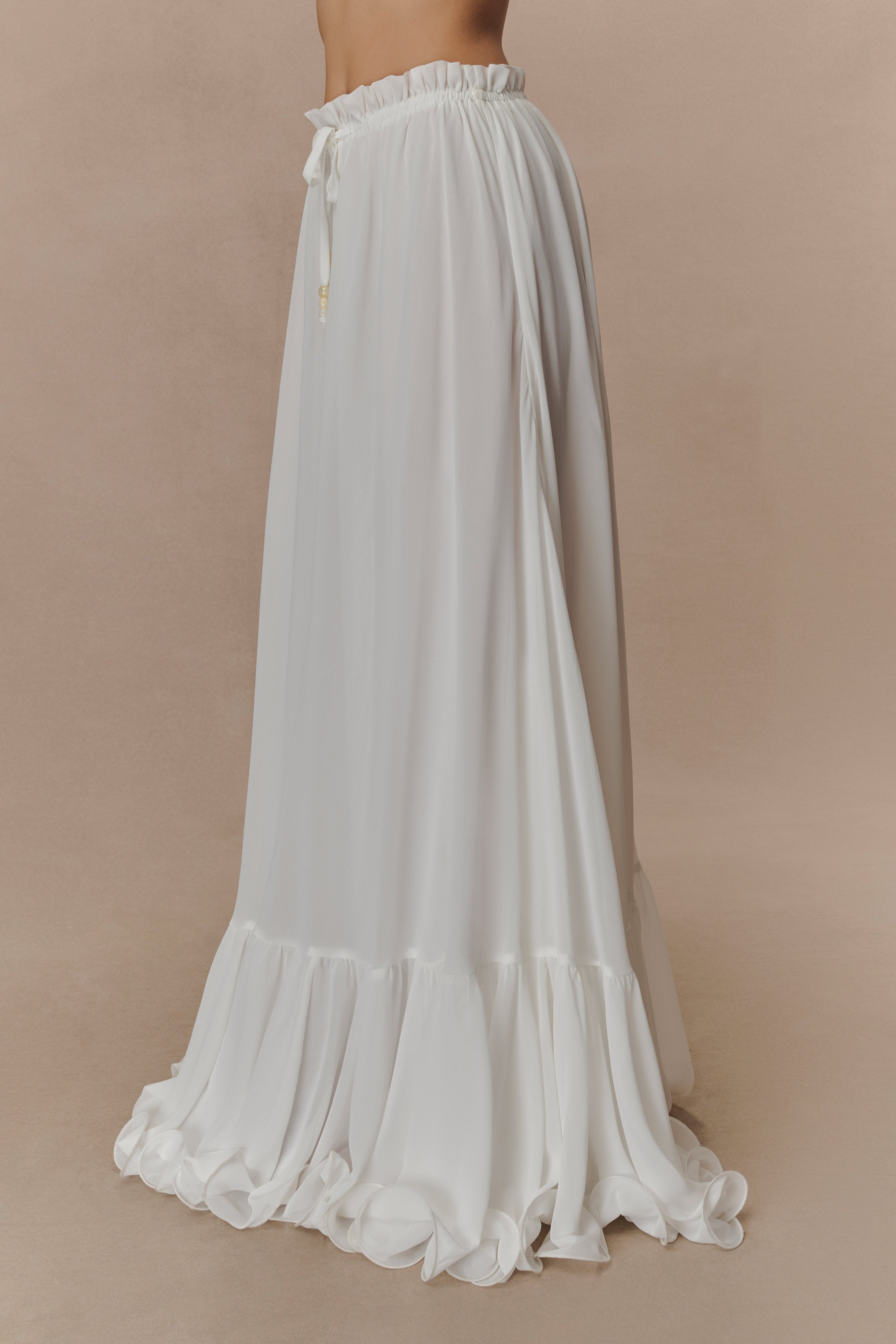 Ivory Chiffon Maxi Skirt