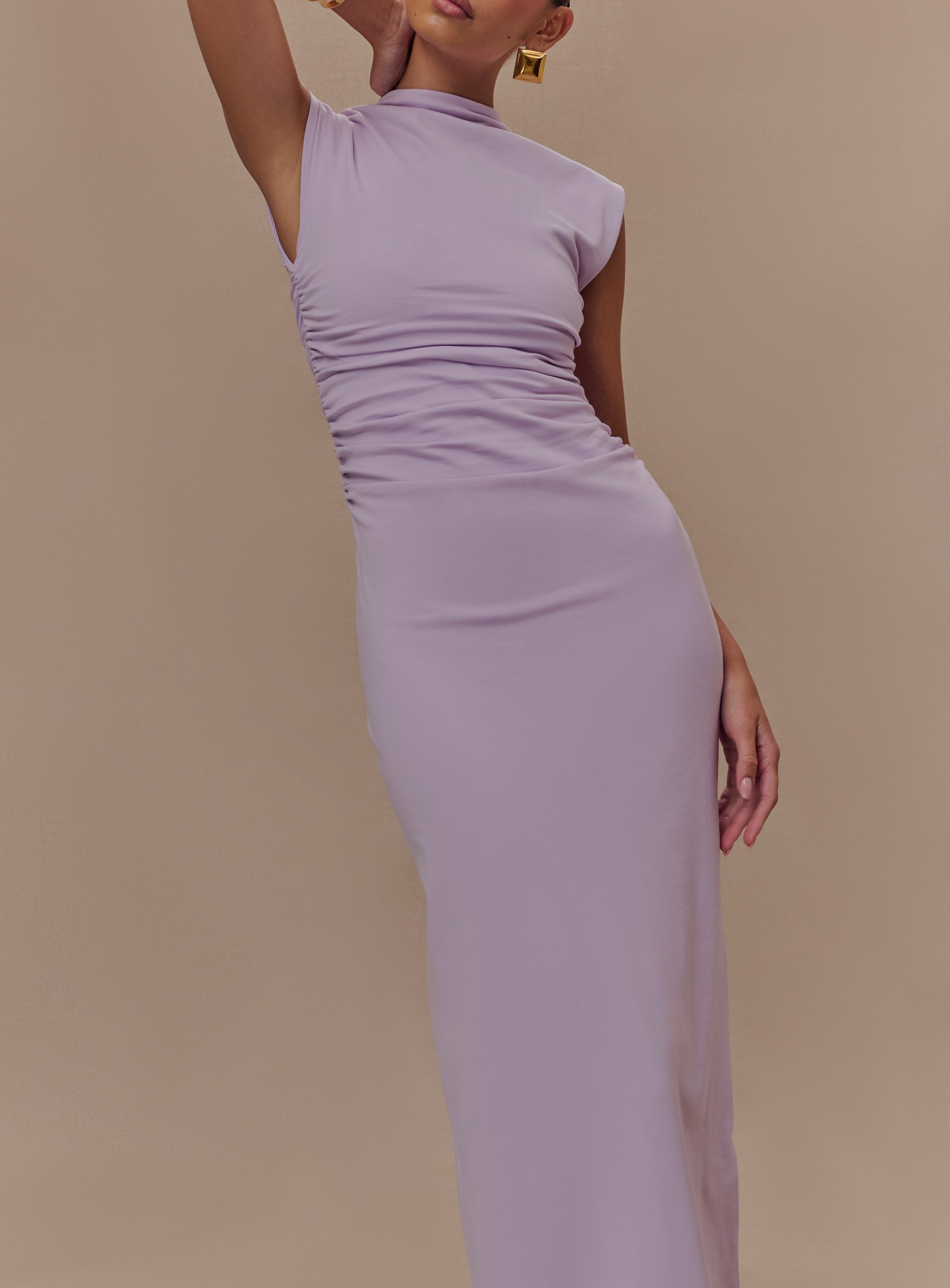 Lilac High Neck Sleeveless Maxi Dress
