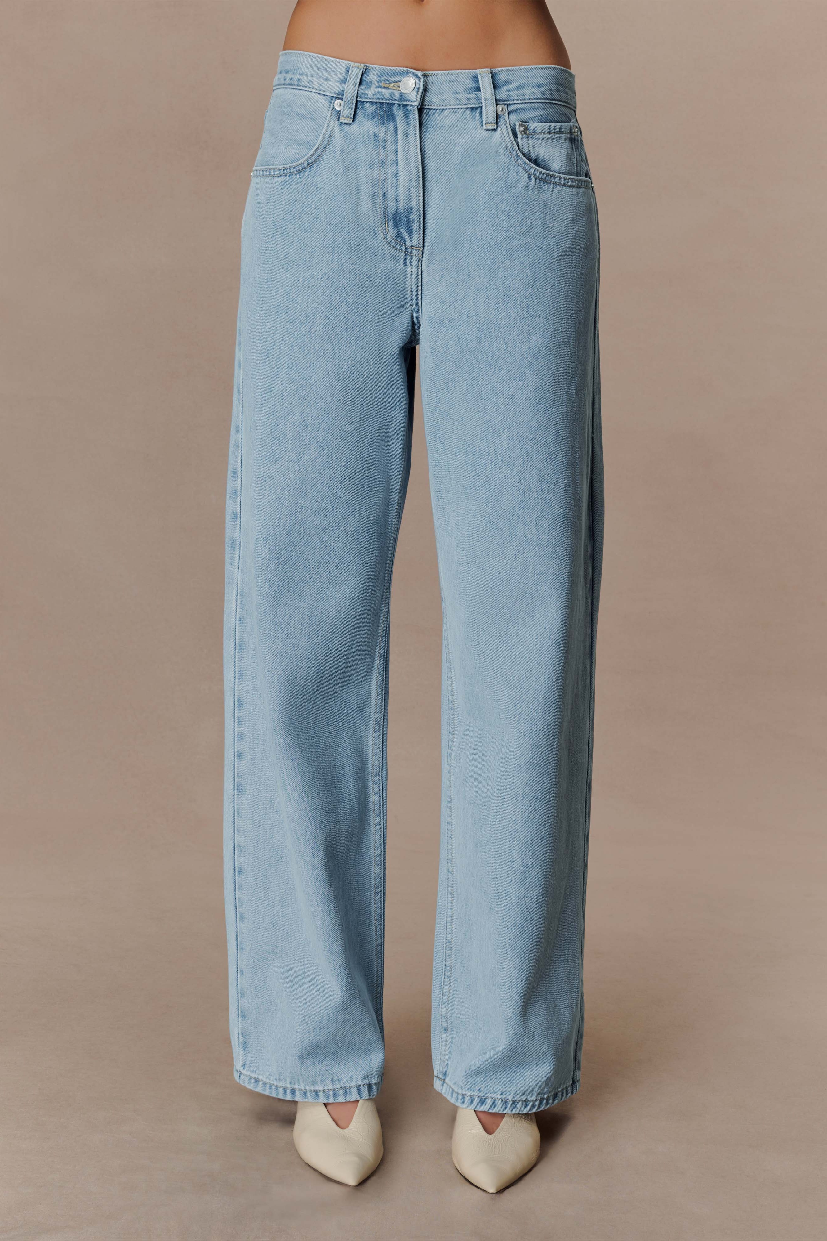 Blue Mid Rise Denim Jeans