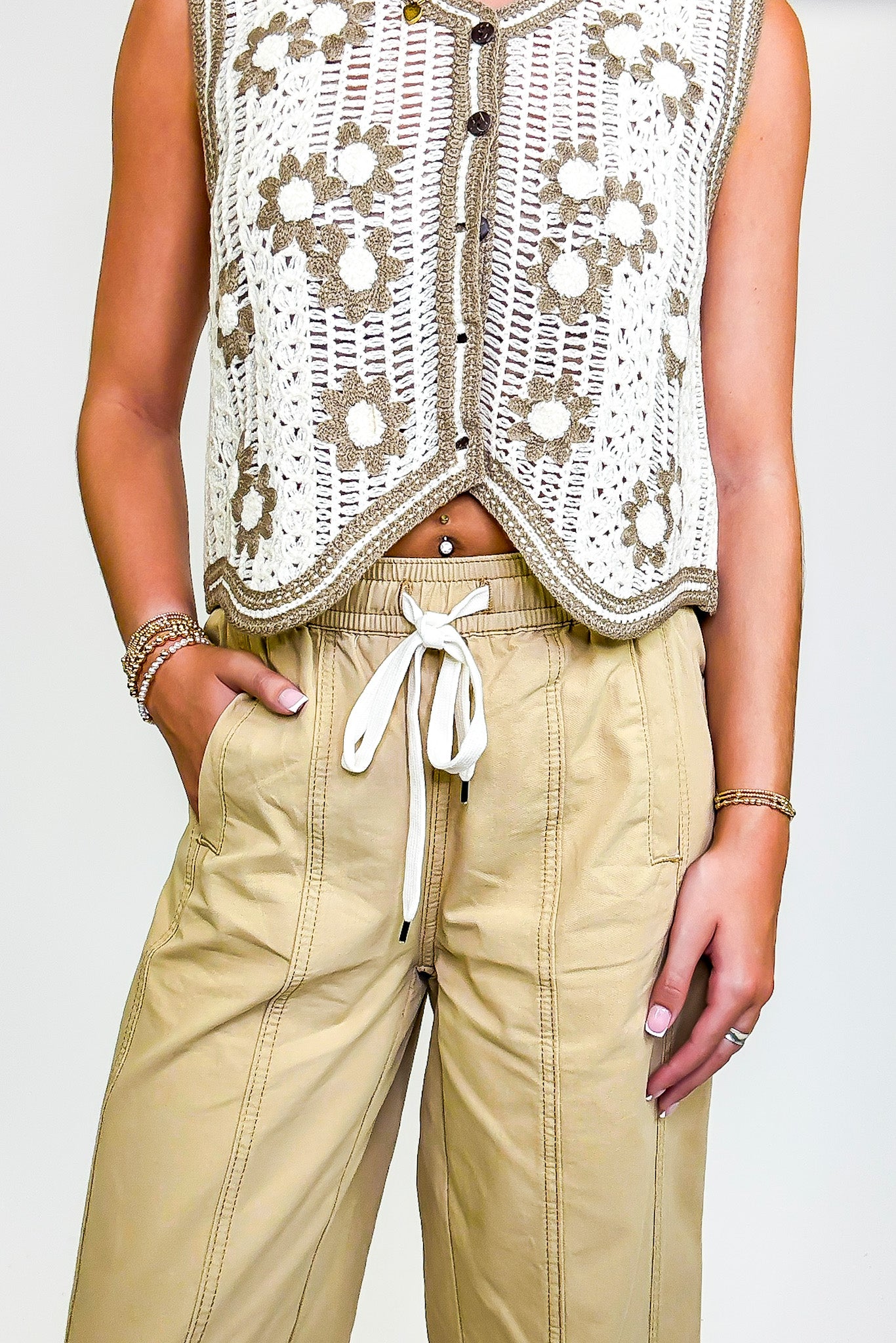 Knotline Tie Waist Elastic Pants