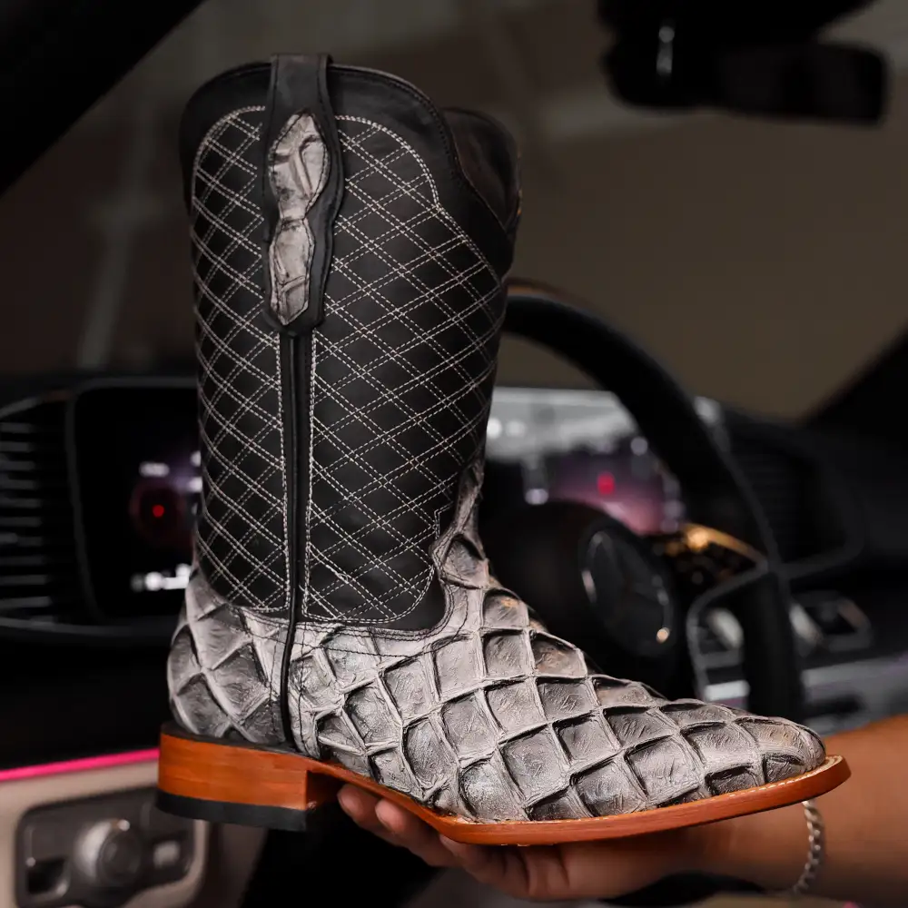 Eclipse Pirarucu Leather Boots - Square Toe