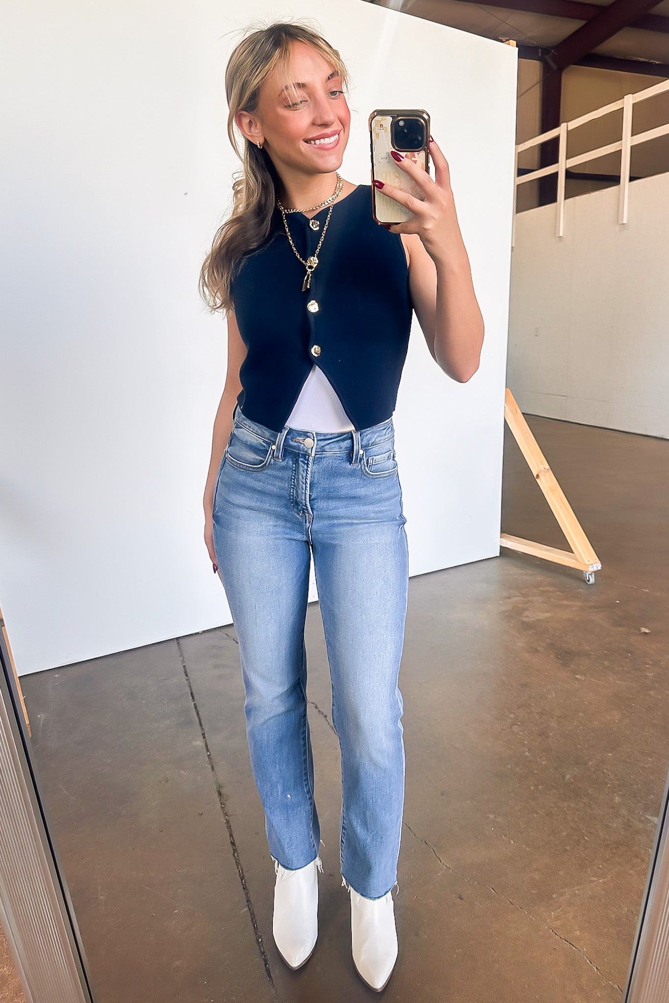 Down Split Hem Sweater Vest Top