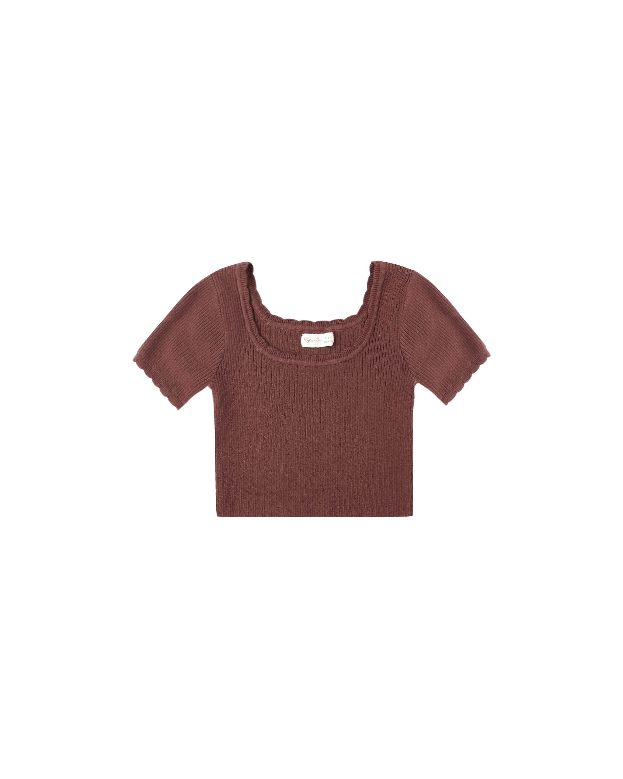 Teen Scallop Tee | Burgundy