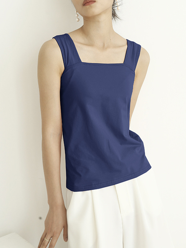 Casual Simple 6 Colors Square-Neck Sleeveless Vest