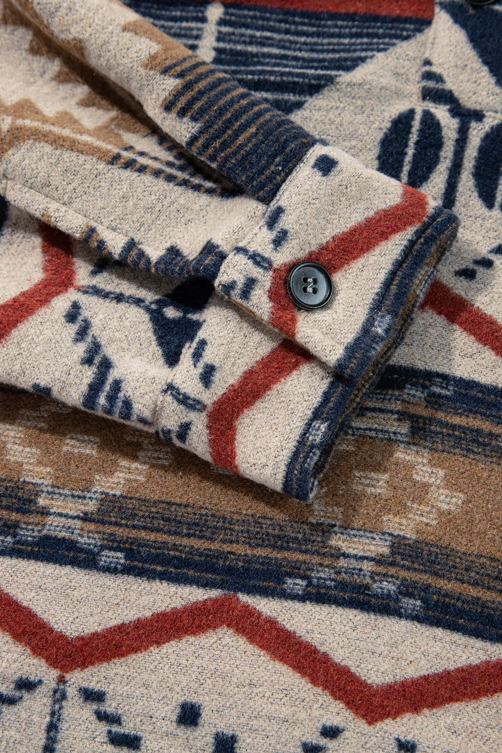 Western Aztec Collared Button-up Sweatshirt