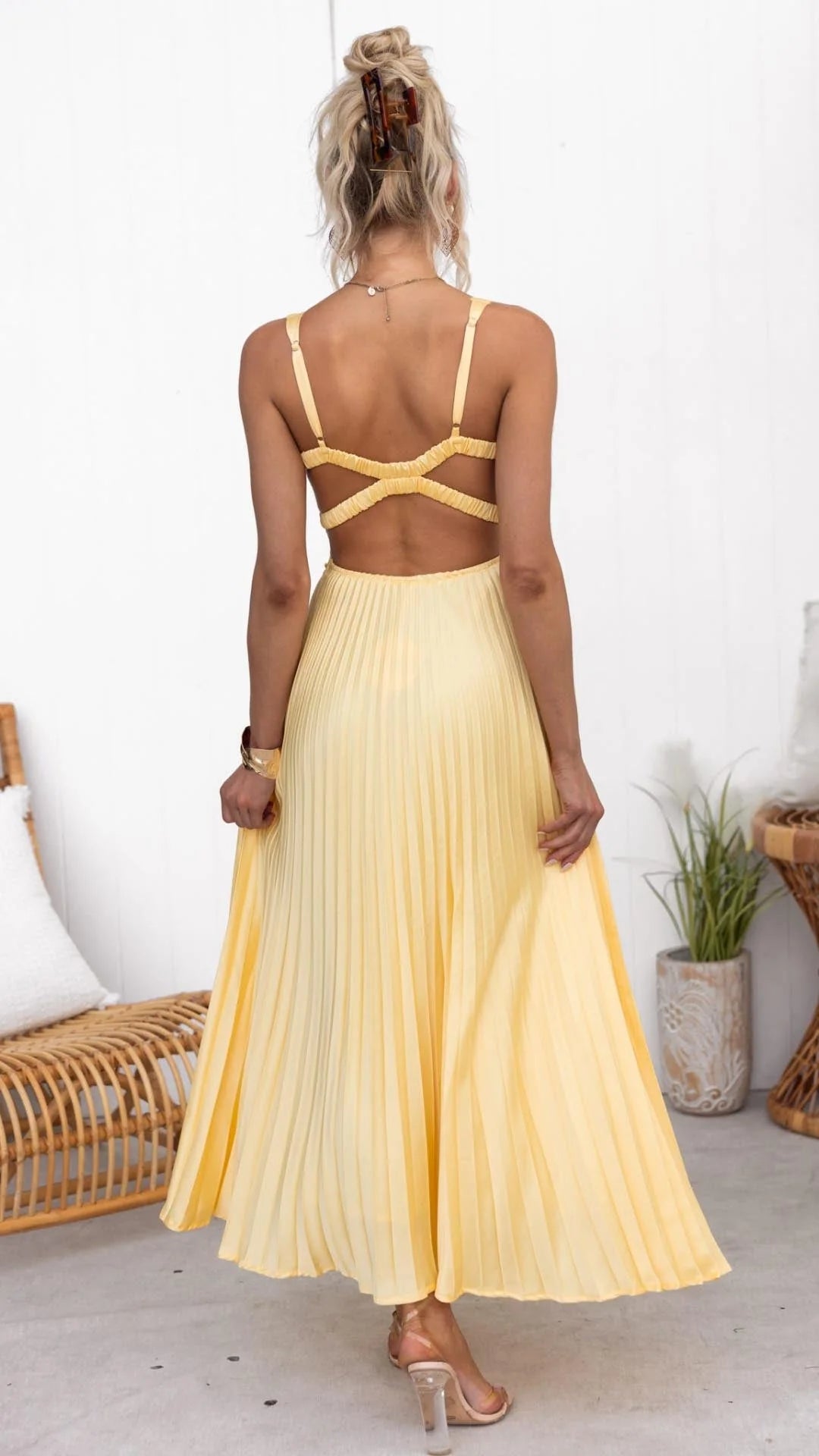 LyraKarstar Sunlit Pleated Maxi Dress