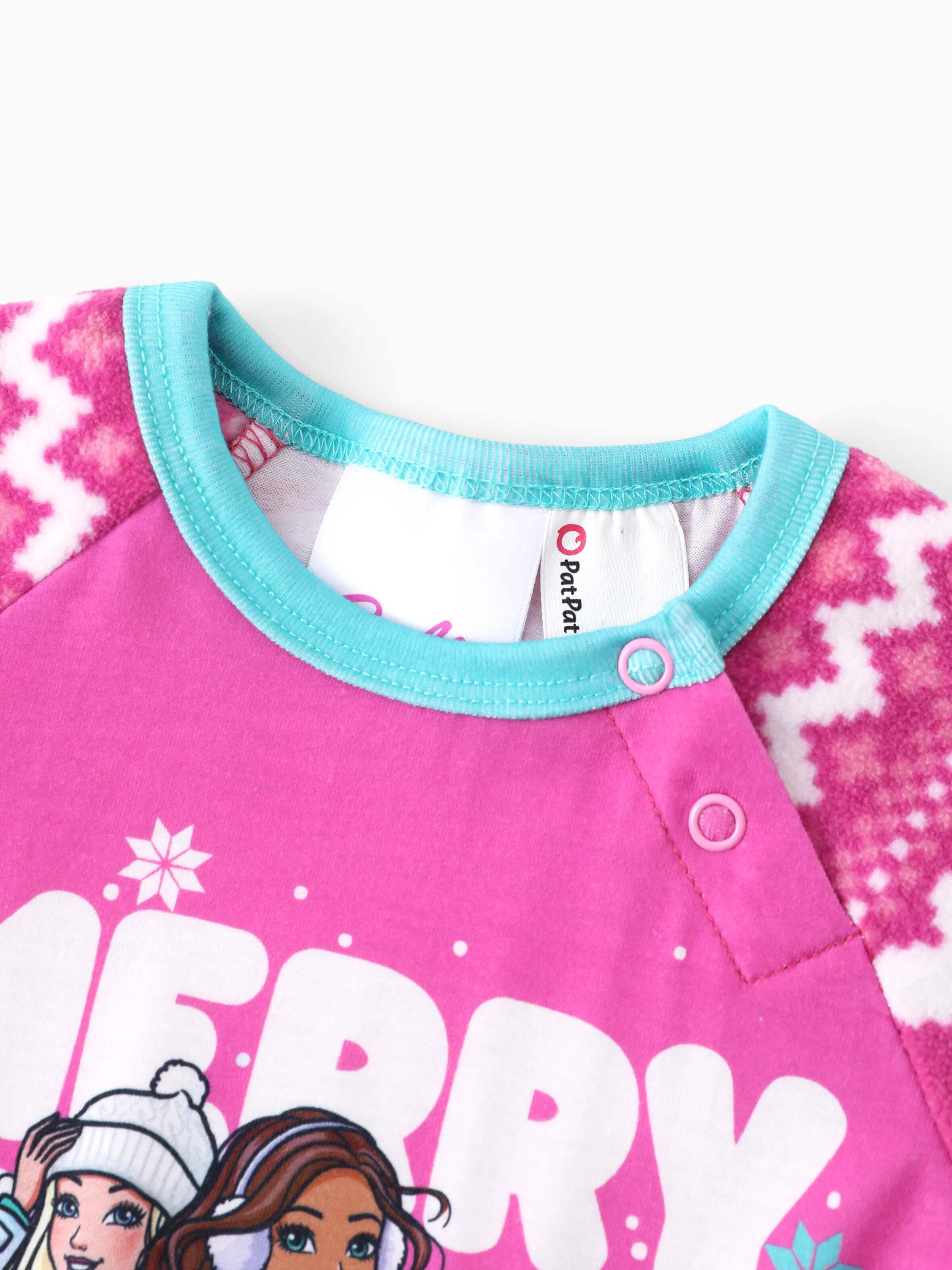 Barbie Christmas Mommy and Me Snowflake Print Pajamas Set Hot Pink